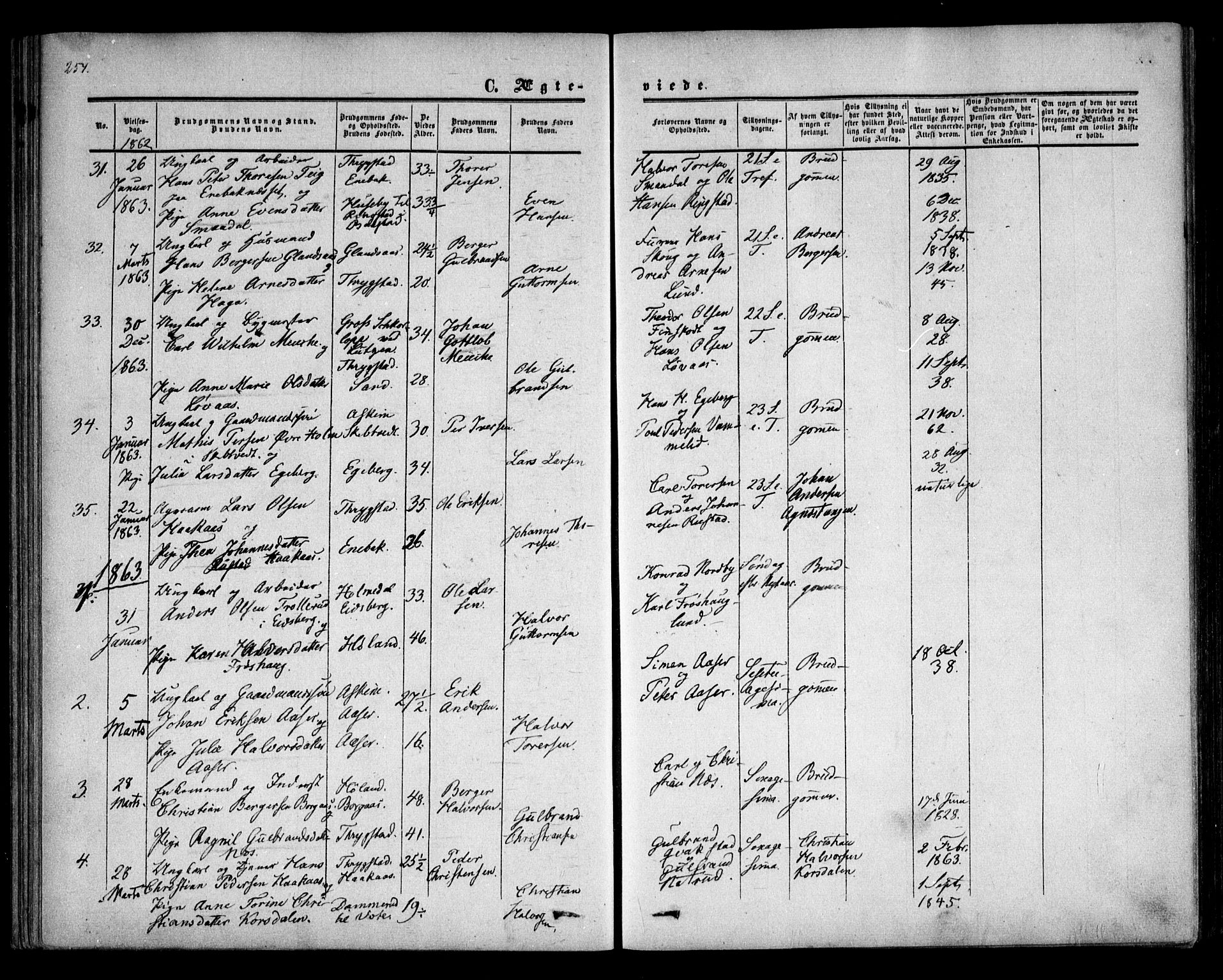 Trøgstad prestekontor Kirkebøker, AV/SAO-A-10925/F/Fa/L0008.b: Parish register (official) no. I 8B, 1855-1864, p. 254