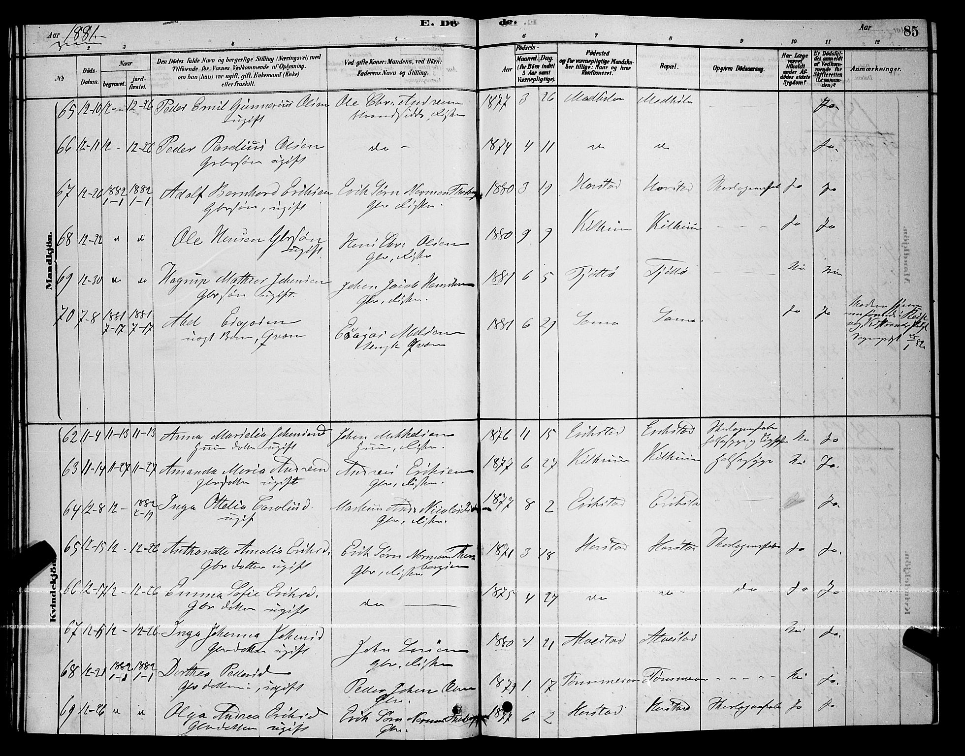 Trondenes sokneprestkontor, AV/SATØ-S-1319/H/Hb/L0010klokker: Parish register (copy) no. 10, 1878-1890, p. 85