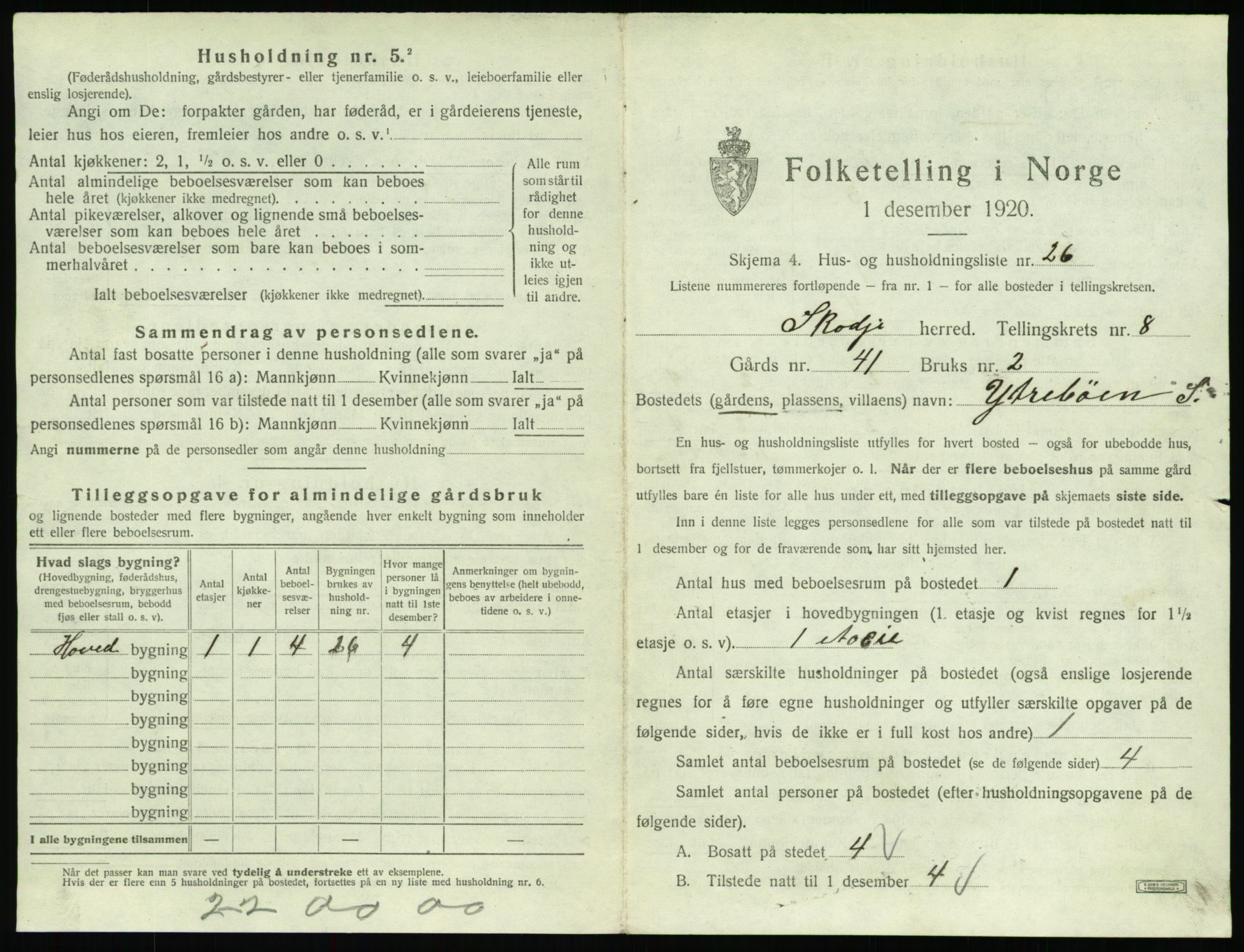 SAT, 1920 census for Skodje, 1920, p. 601