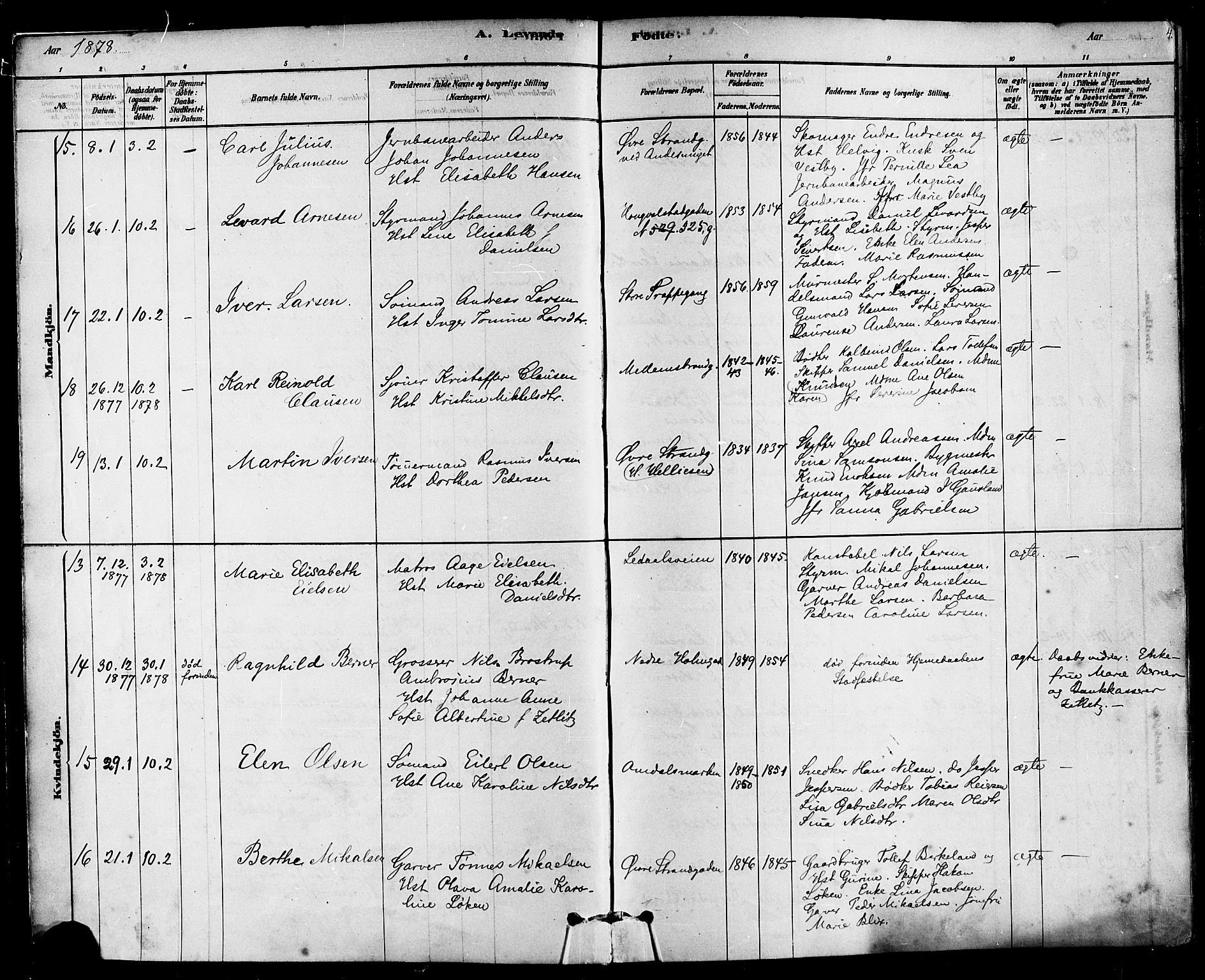 Domkirken sokneprestkontor, AV/SAST-A-101812/001/30/30BA/L0026: Parish register (official) no. A 25, 1878-1889, p. 4