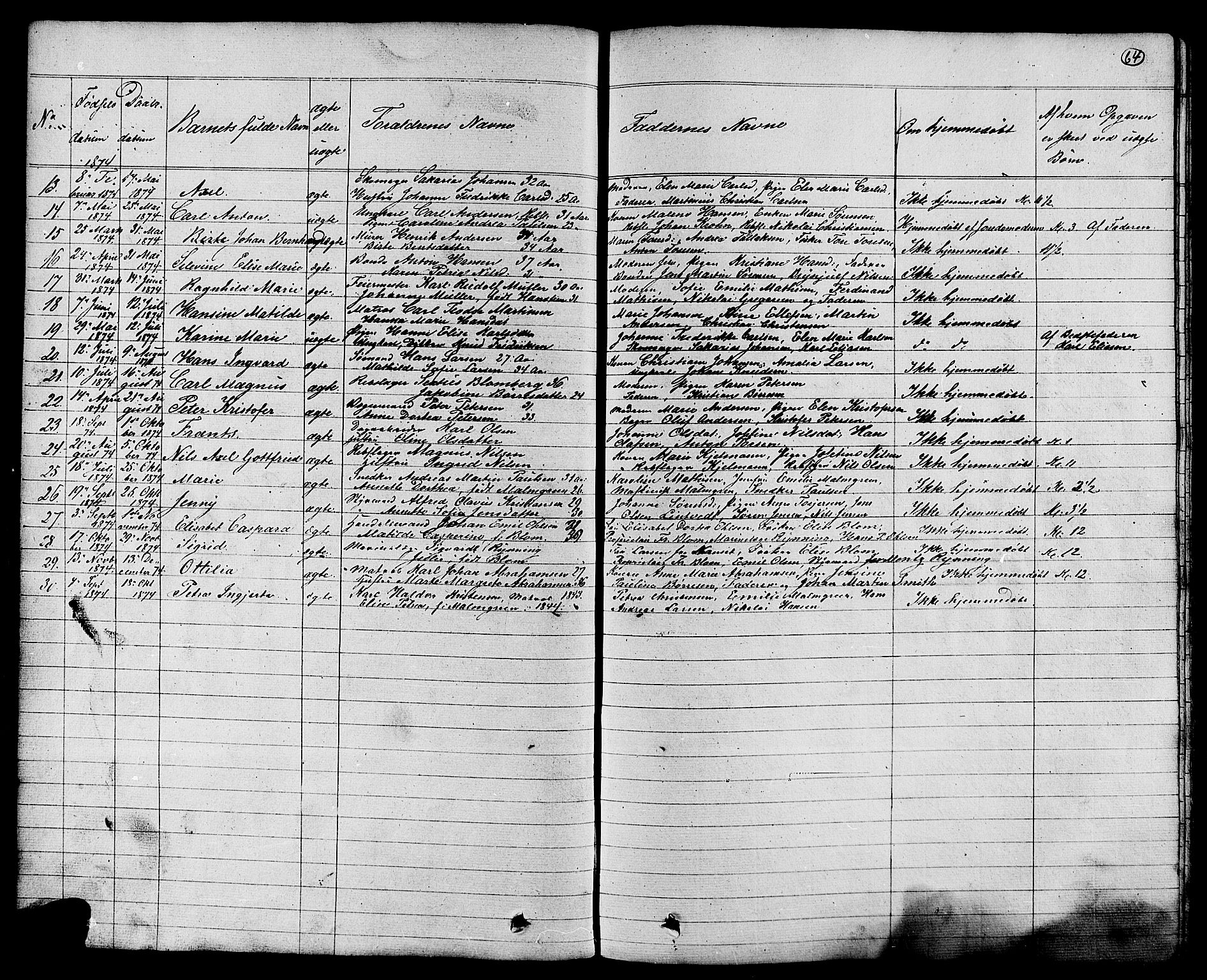 Stavern kirkebøker, AV/SAKO-A-318/G/Ga/L0002: Parish register (copy) no. 2, 1839-1909, p. 64