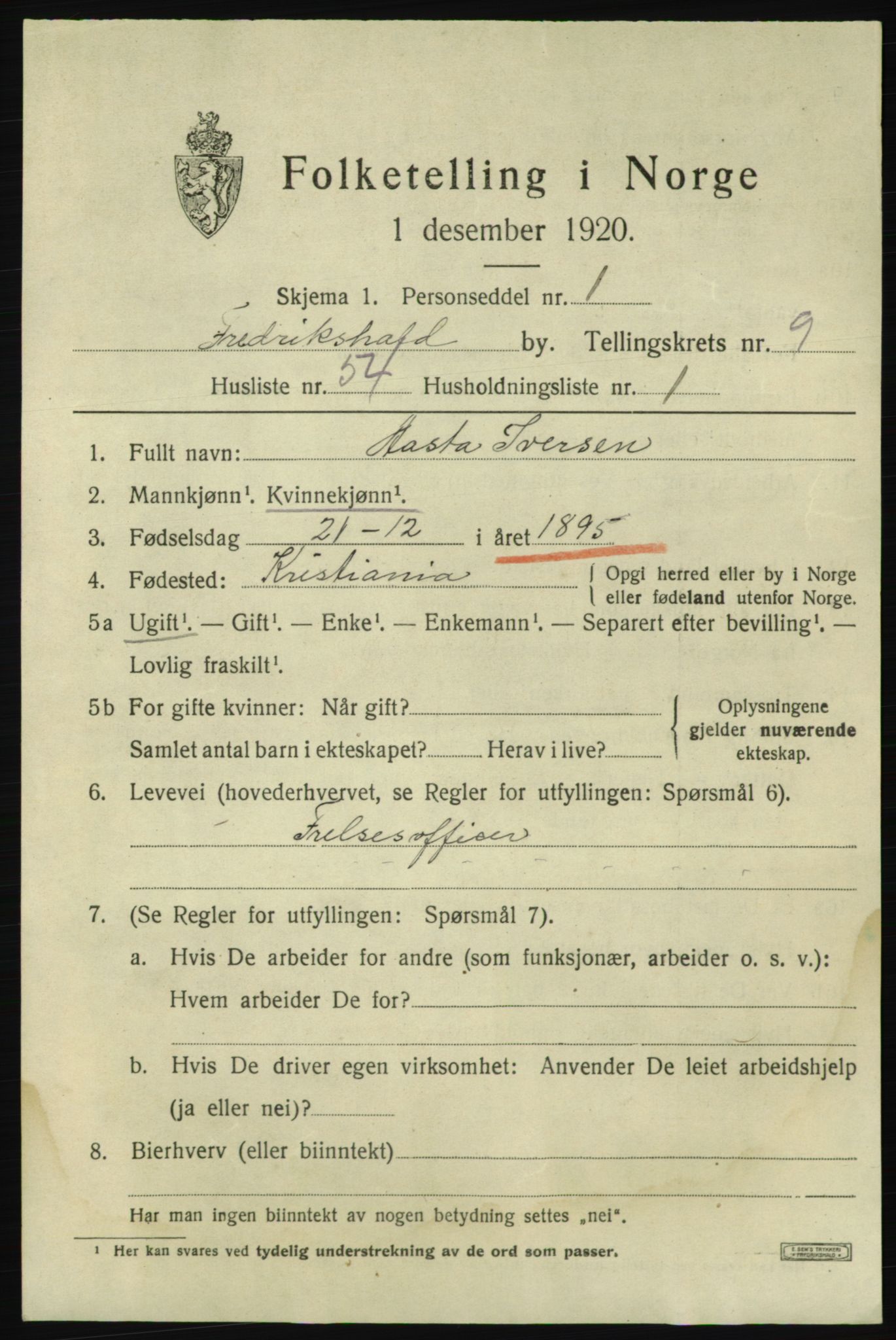 SAO, 1920 census for Fredrikshald, 1920, p. 17281