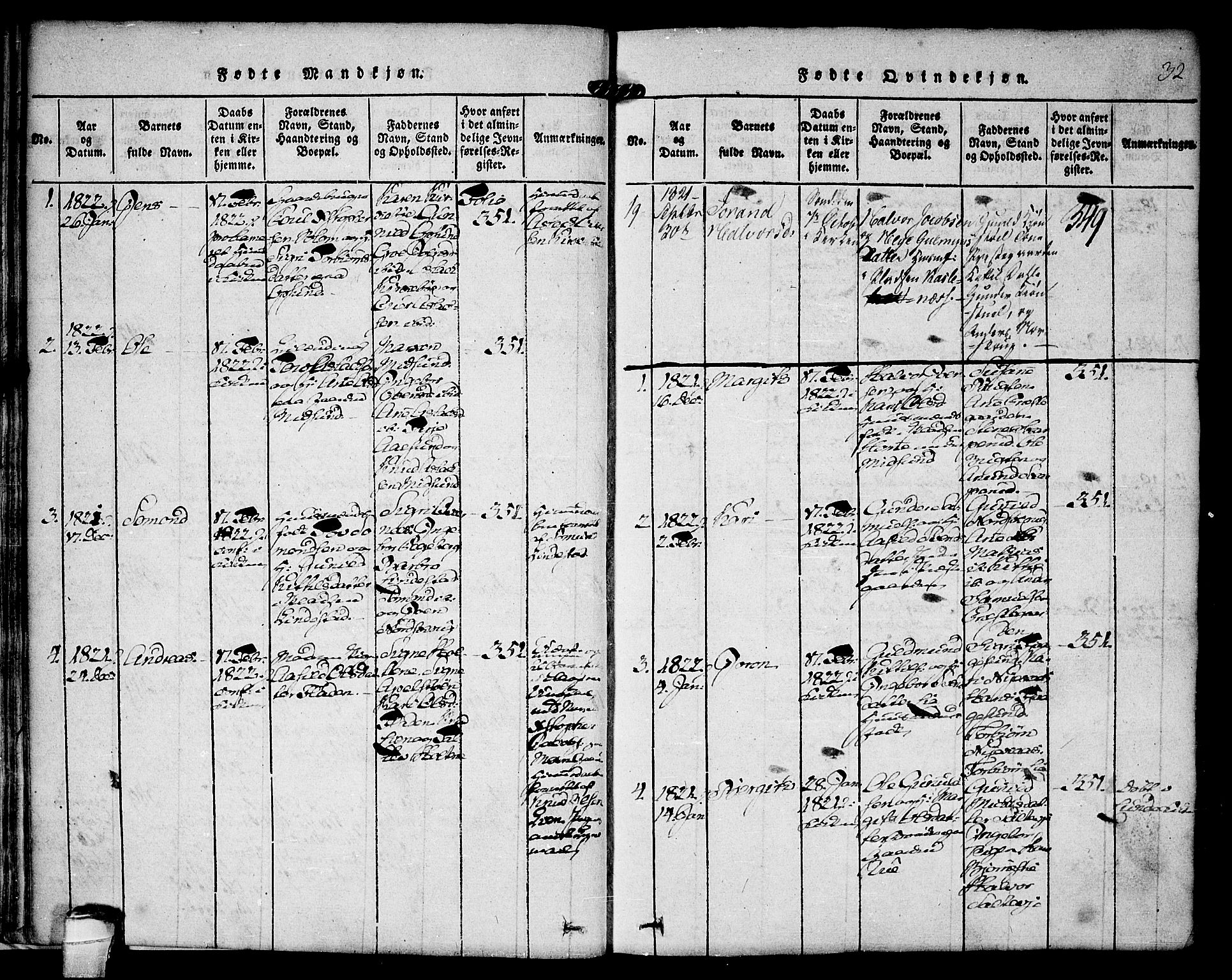 Kviteseid kirkebøker, SAKO/A-276/F/Fa/L0005: Parish register (official) no. I 5, 1815-1836, p. 32