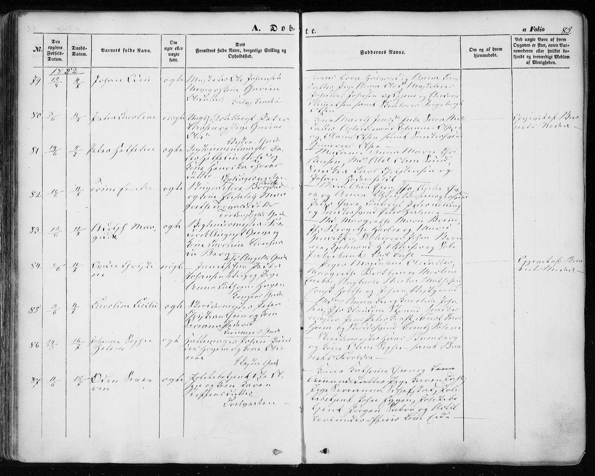 Ministerialprotokoller, klokkerbøker og fødselsregistre - Sør-Trøndelag, AV/SAT-A-1456/601/L0051: Parish register (official) no. 601A19, 1848-1857, p. 83