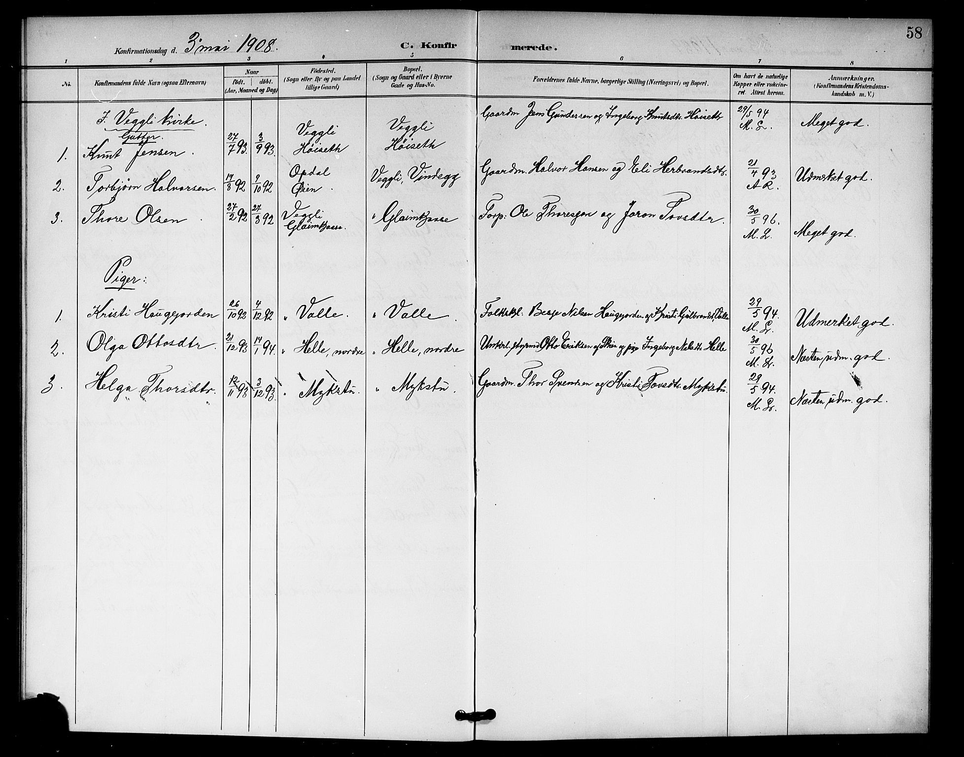 Rollag kirkebøker, SAKO/A-240/G/Gb/L0003: Parish register (copy) no. II 3, 1897-1919, p. 58