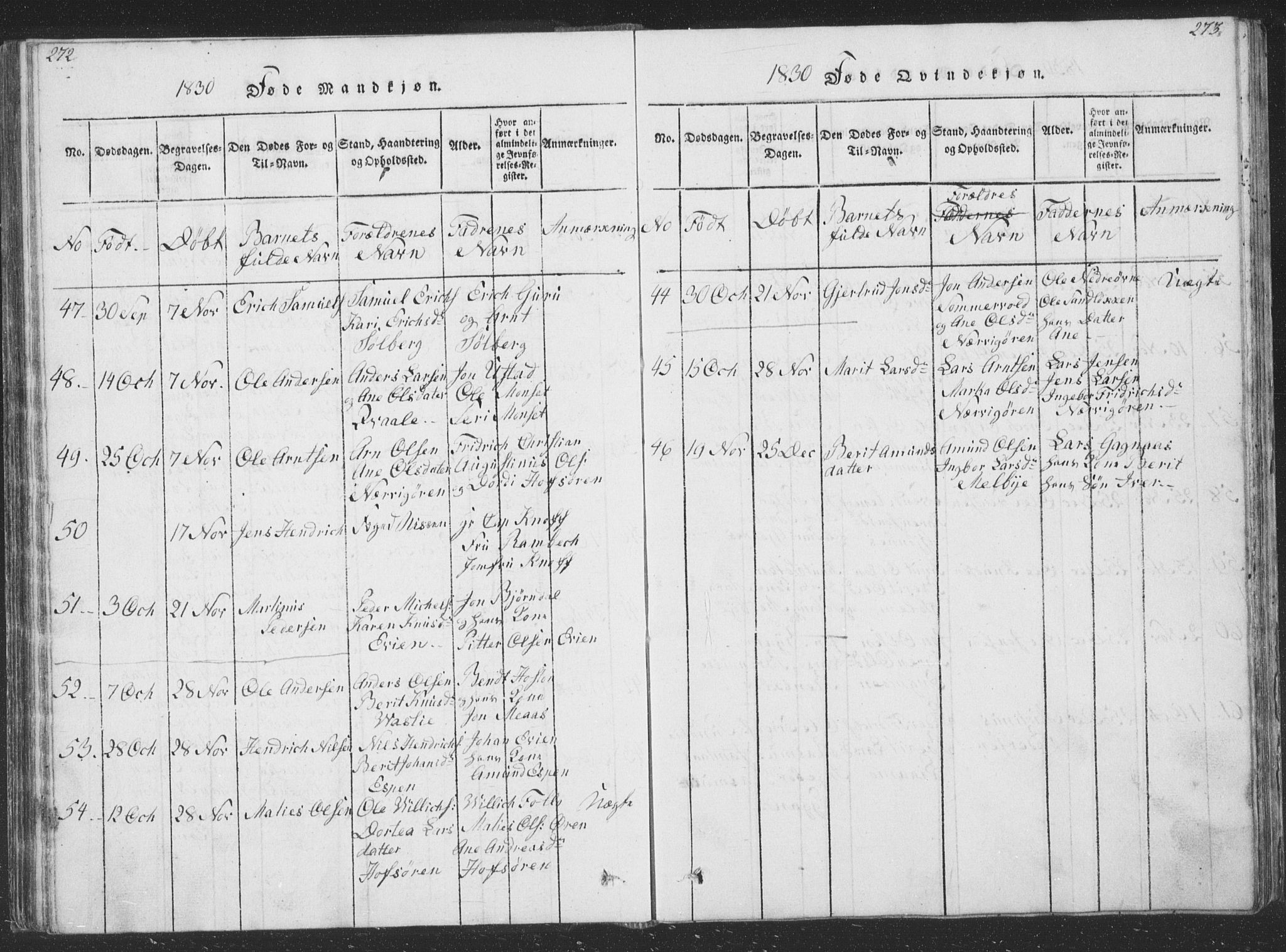 Ministerialprotokoller, klokkerbøker og fødselsregistre - Sør-Trøndelag, AV/SAT-A-1456/668/L0816: Parish register (copy) no. 668C05, 1816-1893, p. 272-273