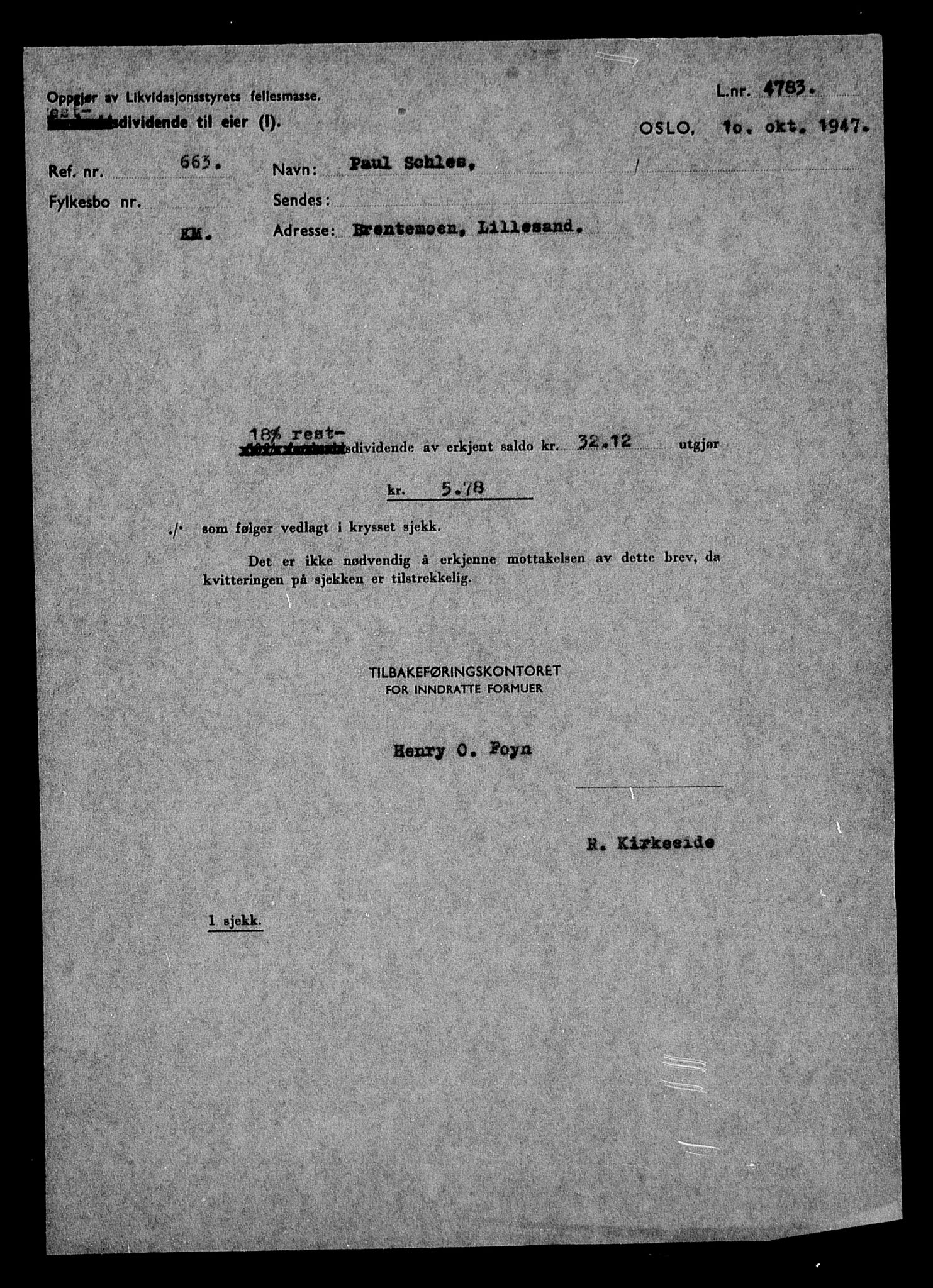 Justisdepartementet, Tilbakeføringskontoret for inndratte formuer, RA/S-1564/H/Hc/Hcd/L1006: --, 1945-1947, p. 15