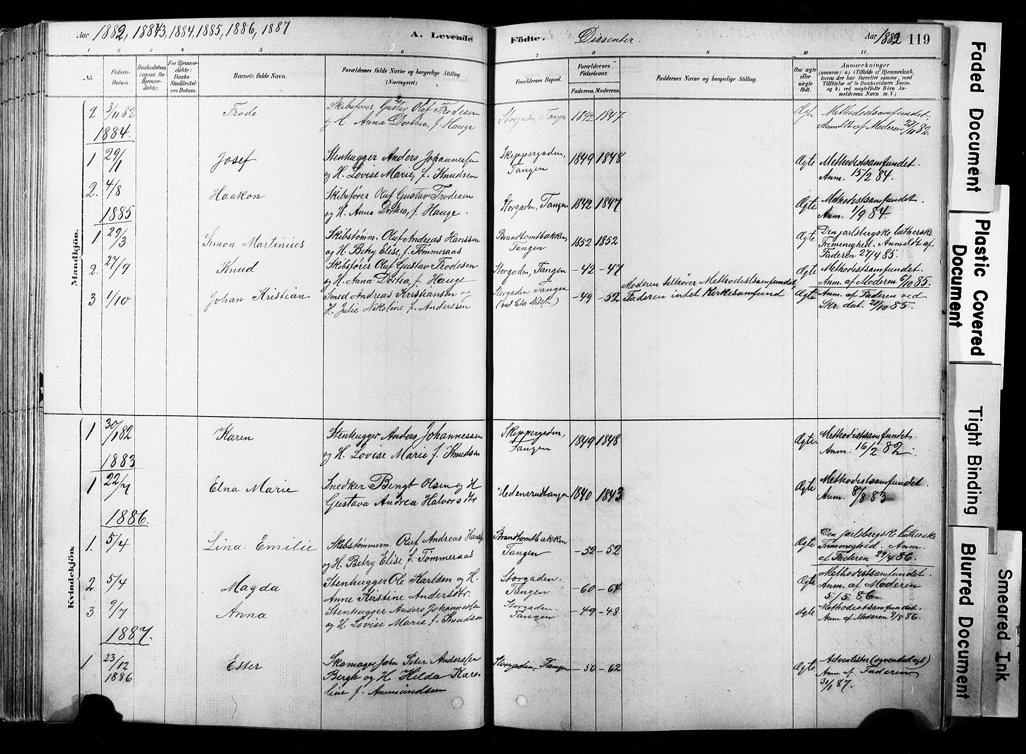 Strømsø kirkebøker, AV/SAKO-A-246/F/Fb/L0006: Parish register (official) no. II 6, 1879-1910, p. 119