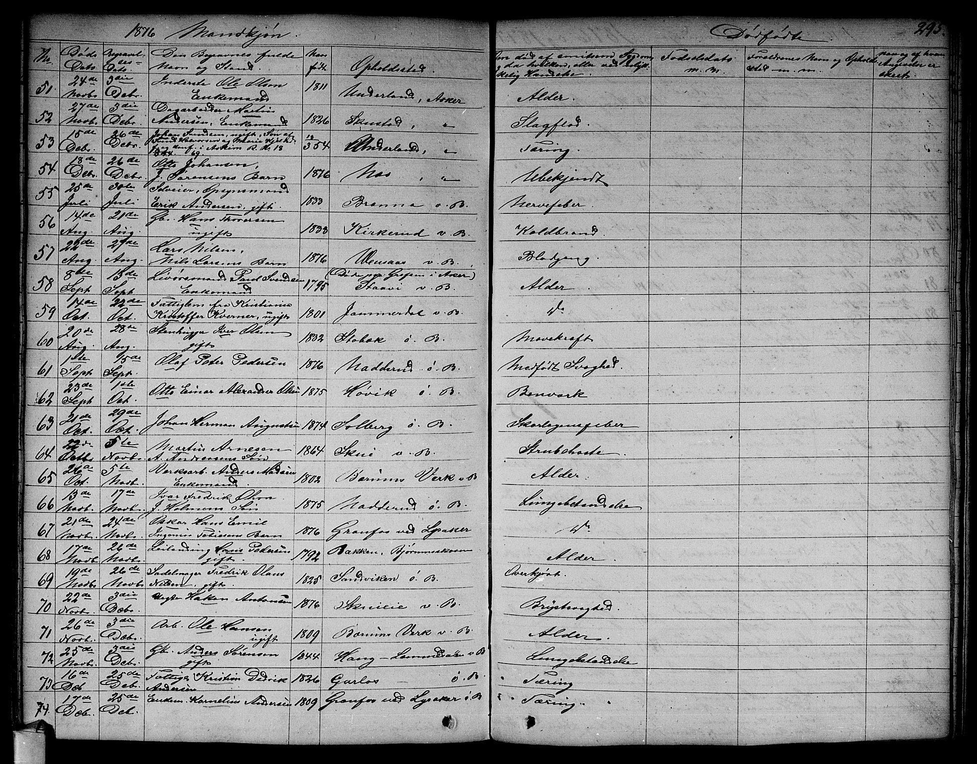 Asker prestekontor Kirkebøker, SAO/A-10256a/F/Fa/L0011: Parish register (official) no. I 11, 1825-1878, p. 295