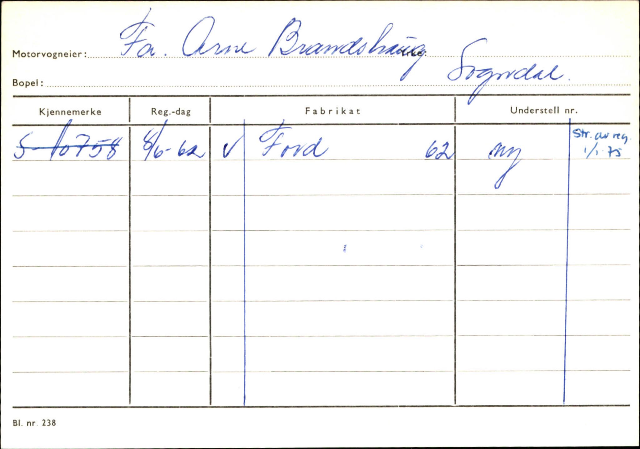 Statens vegvesen, Sogn og Fjordane vegkontor, SAB/A-5301/4/F/L0124: Eigarregister Sogndal A-U, 1945-1975, p. 204