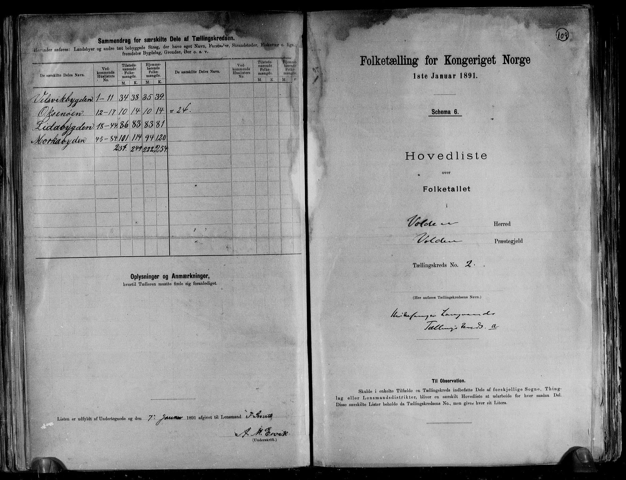 RA, 1891 census for 1519 Volda, 1891, p. 7