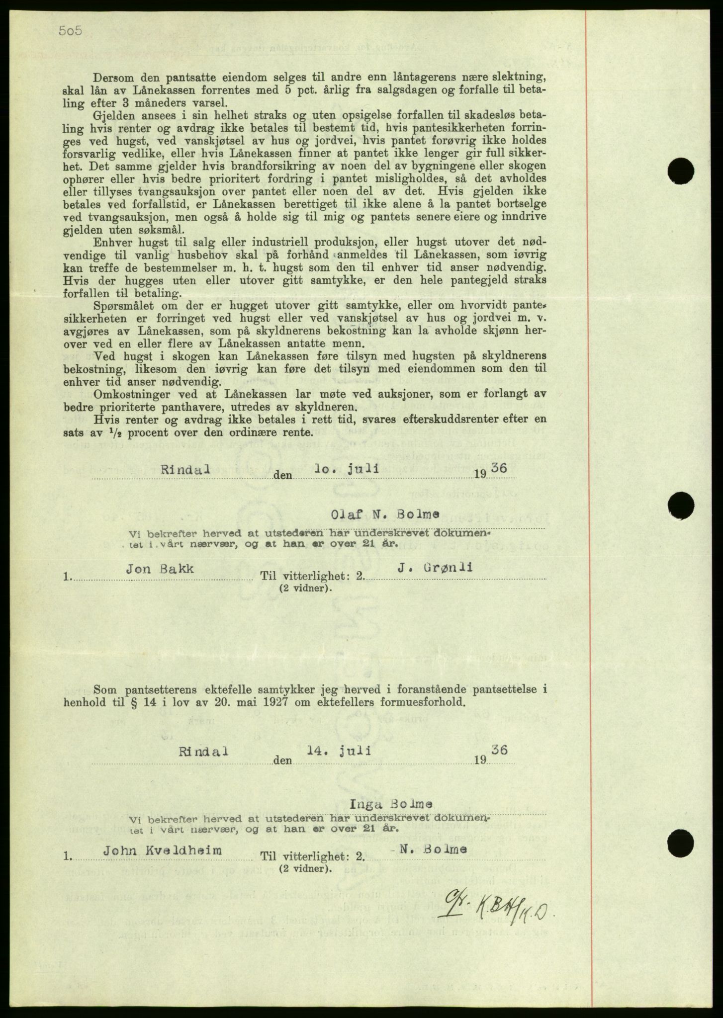 Nordmøre sorenskriveri, AV/SAT-A-4132/1/2/2Ca/L0090: Mortgage book no. B80, 1936-1937, Diary no: : 2701/1936