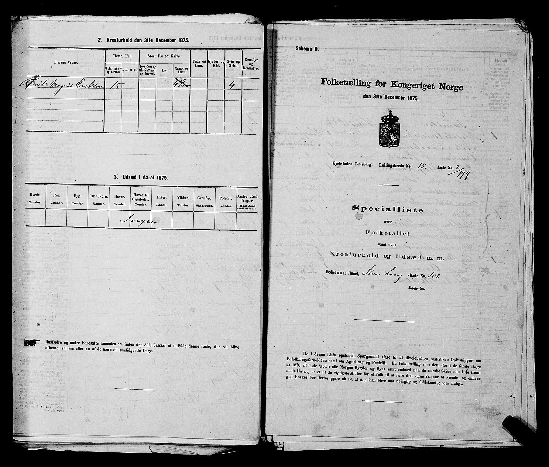 SAKO, 1875 census for 0705P Tønsberg, 1875, p. 444