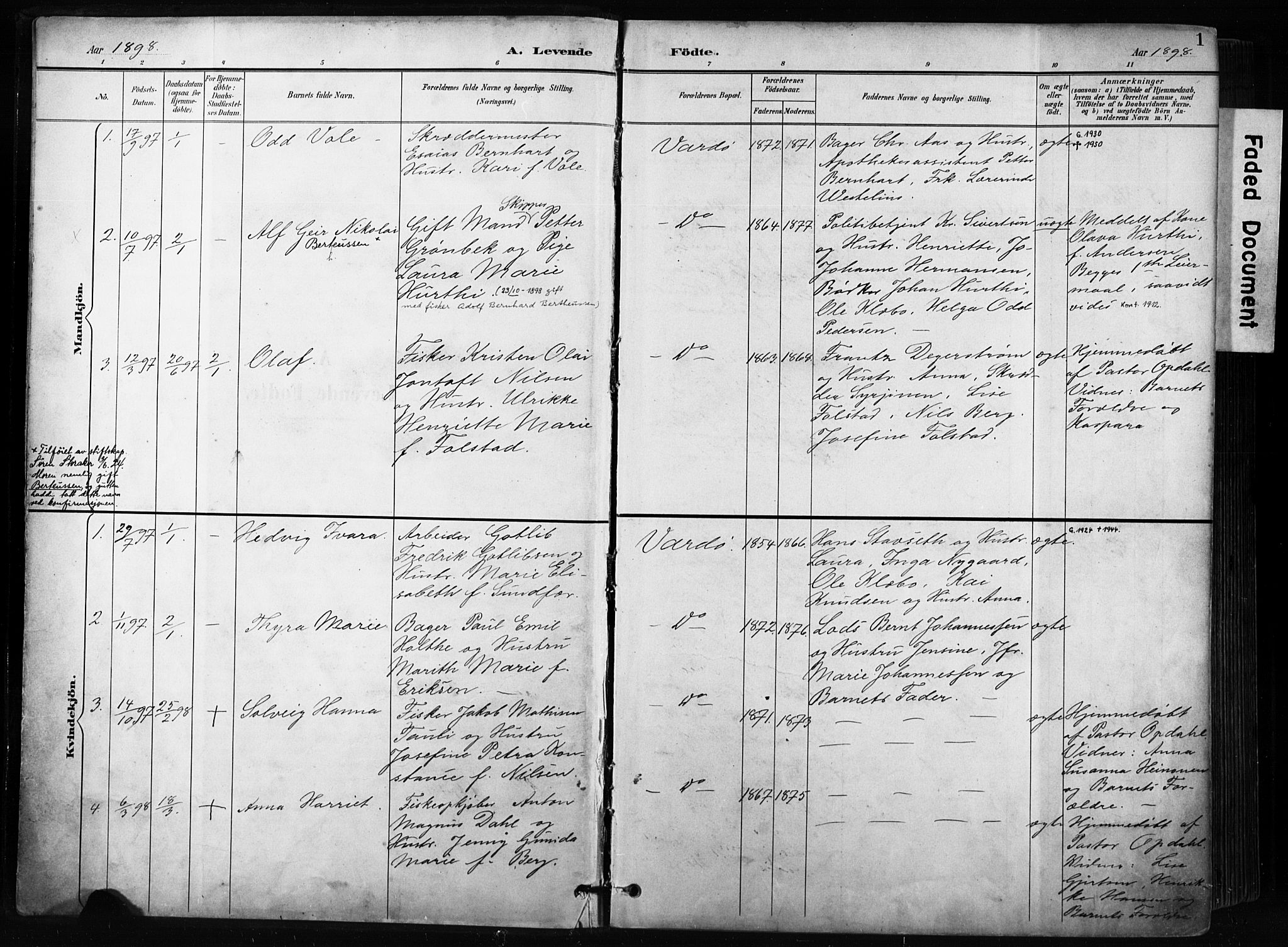 Vardø sokneprestkontor, SATØ/S-1332/H/Ha/L0010kirke: Parish register (official) no. 10, 1895-1907, p. 1