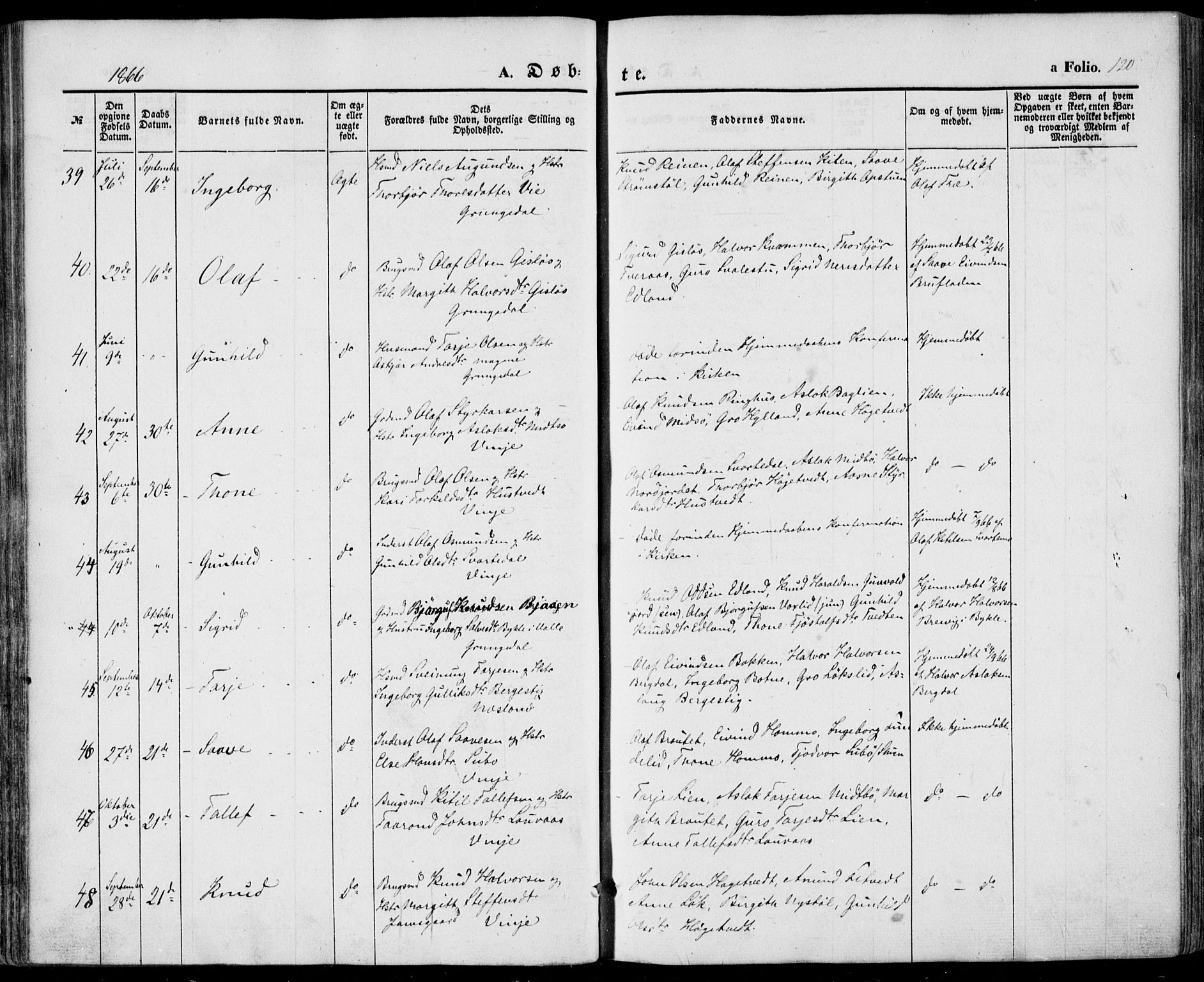 Vinje kirkebøker, SAKO/A-312/F/Fa/L0004: Parish register (official) no. I 4, 1843-1869, p. 120