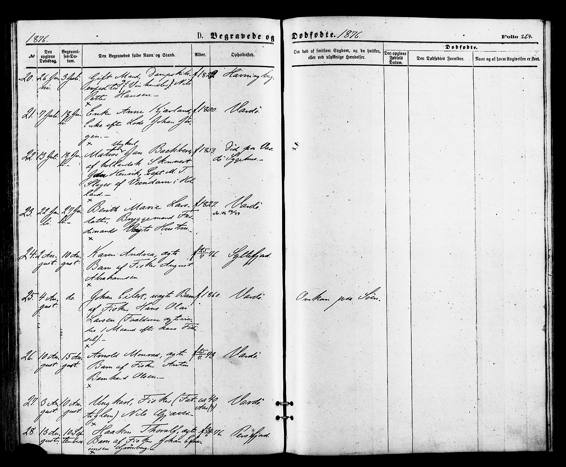 Vardø sokneprestkontor, SATØ/S-1332/H/Ha/L0005kirke: Parish register (official) no. 5, 1872-1878, p. 264
