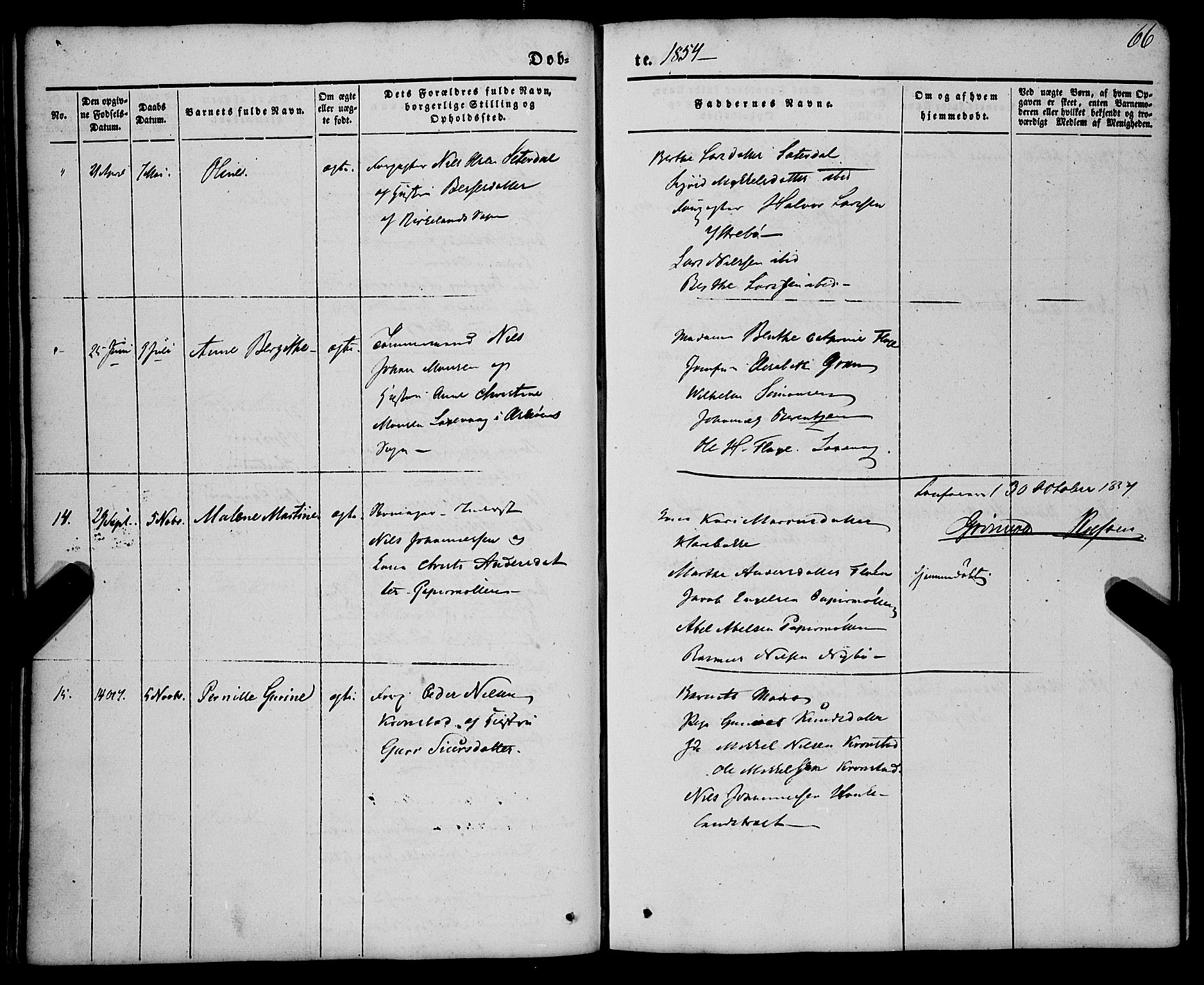 St. Jørgens hospital og Årstad sokneprestembete, AV/SAB-A-99934: Parish register (official) no. A 4, 1844-1863, p. 66