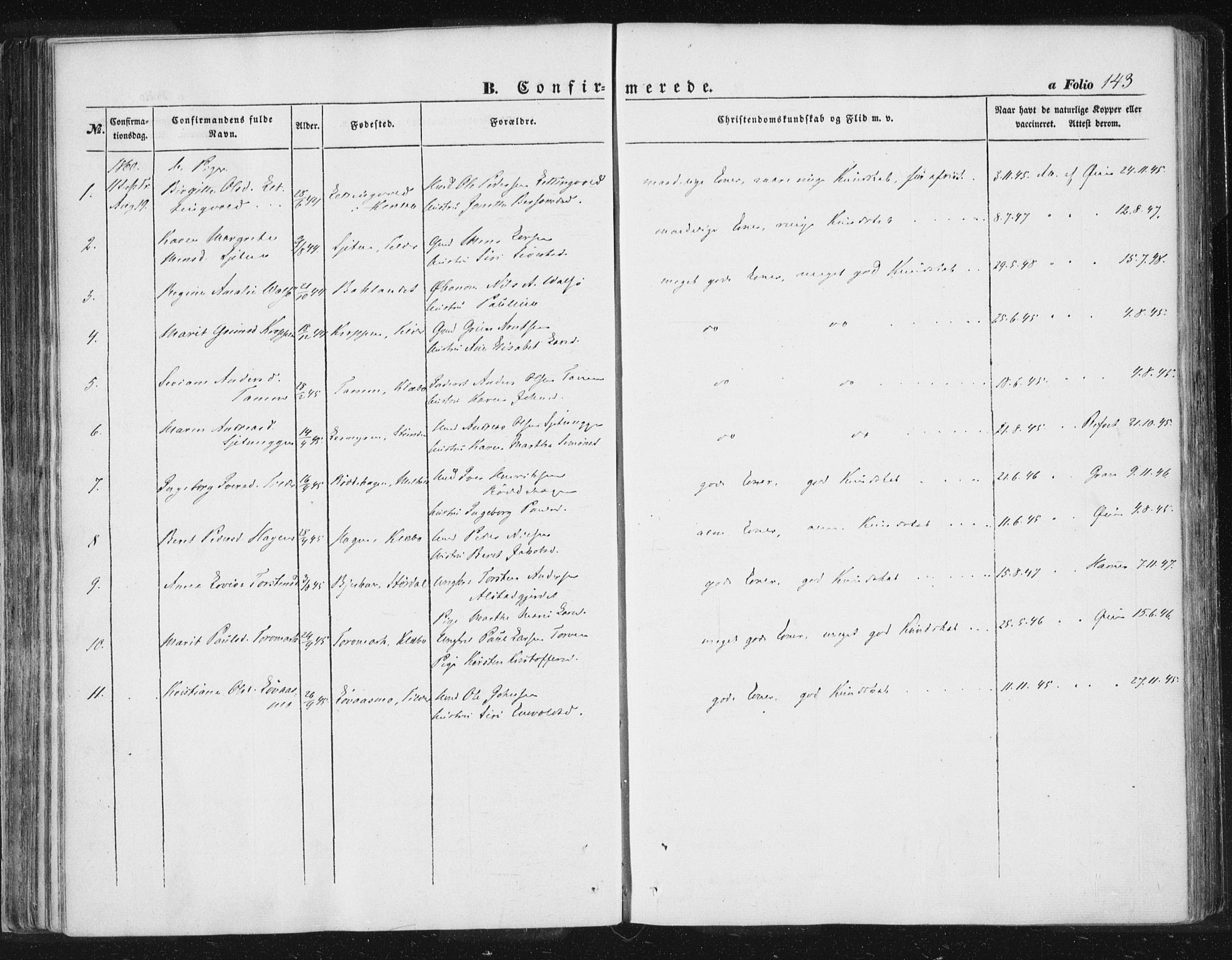 Ministerialprotokoller, klokkerbøker og fødselsregistre - Sør-Trøndelag, AV/SAT-A-1456/618/L0441: Parish register (official) no. 618A05, 1843-1862, p. 143