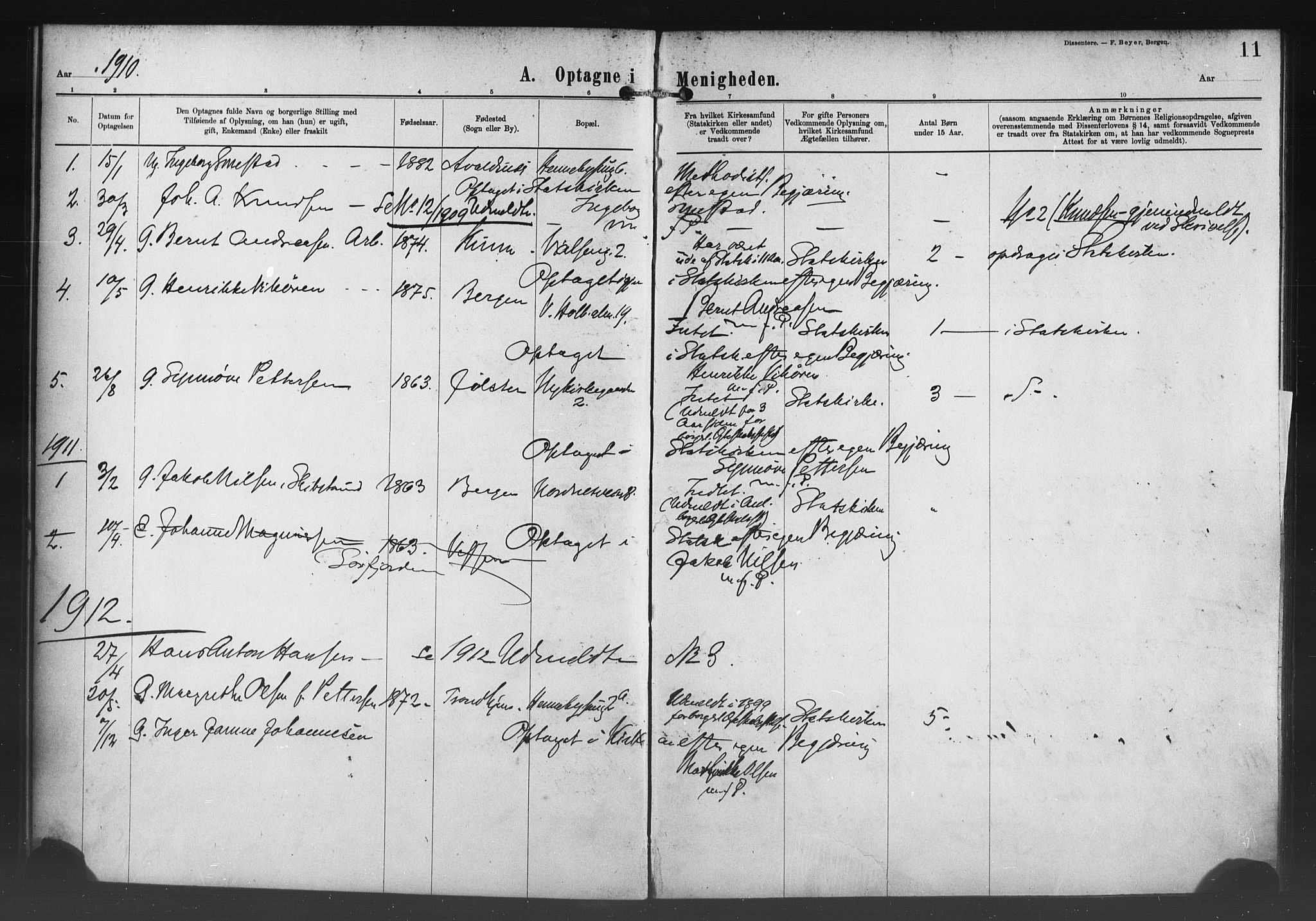 Nykirken Sokneprestembete, SAB/A-77101/H/Haa/L0054: Parish register (official) no. H 3, 1897-1943, p. 11