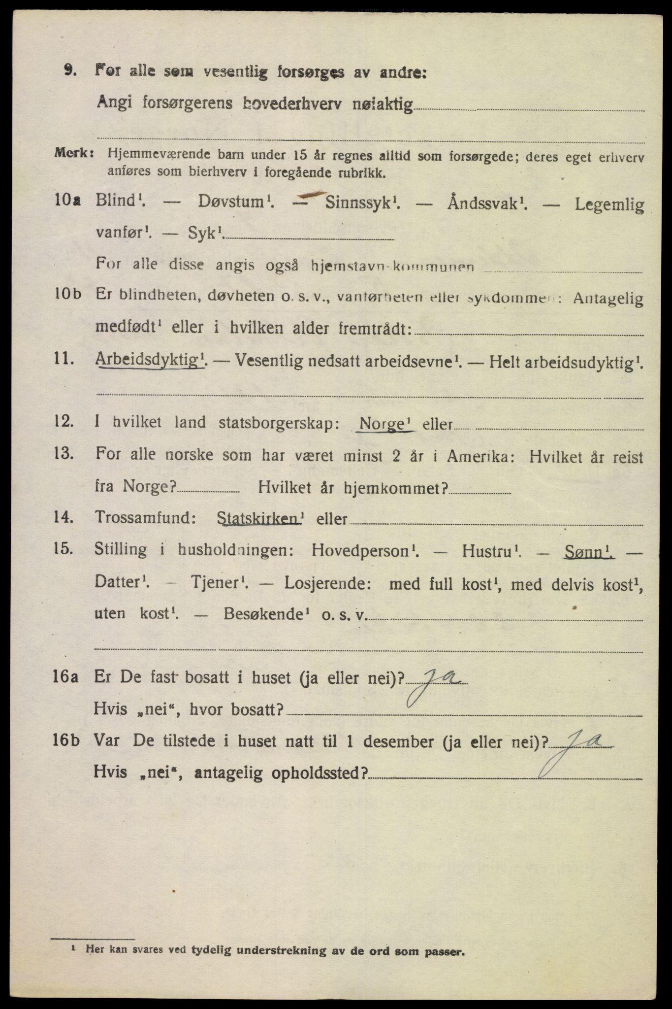 SAK, 1920 census for Oddernes, 1920, p. 7104