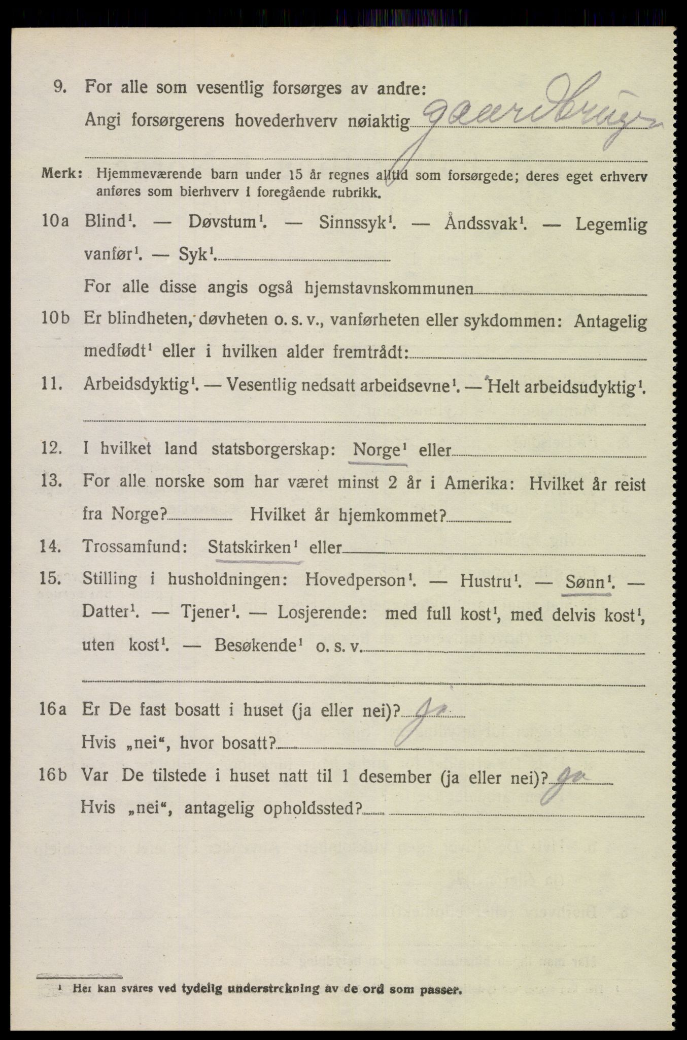 SAK, 1920 census for Fjære, 1920, p. 3254