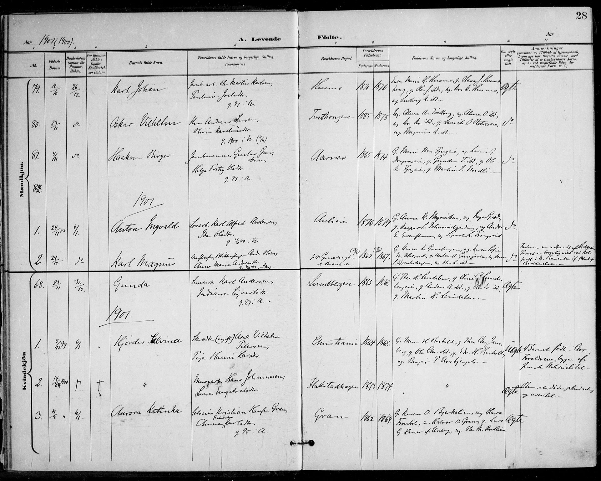 Nes prestekontor Kirkebøker, AV/SAO-A-10410/F/Fa/L0011: Parish register (official) no. I 11, 1899-1918, p. 28