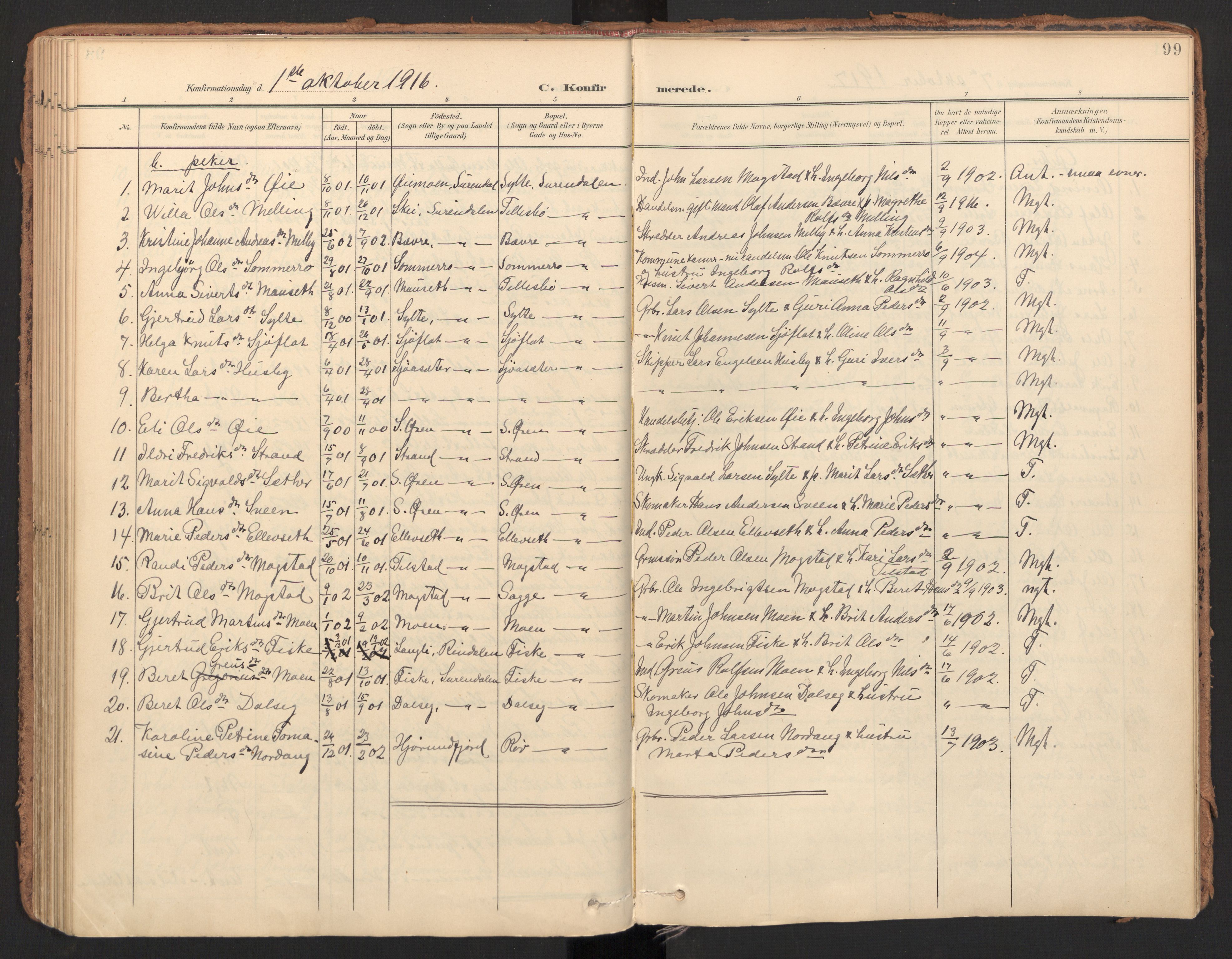 Ministerialprotokoller, klokkerbøker og fødselsregistre - Møre og Romsdal, AV/SAT-A-1454/596/L1057: Parish register (official) no. 596A02, 1900-1917, p. 99