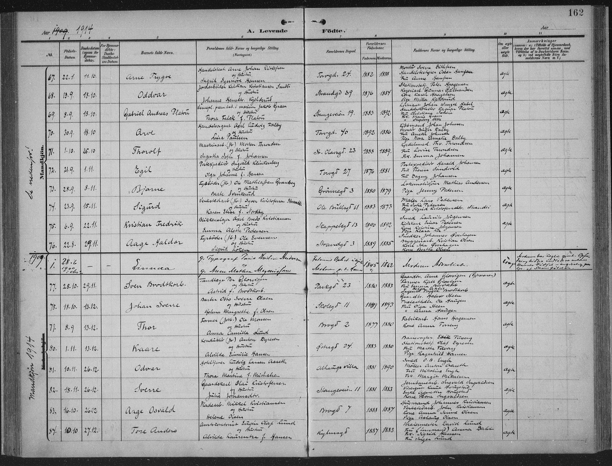 Hamar prestekontor, AV/SAH-DOMPH-002/H/Ha/Haa/L0001: Parish register (official) no. 1, 1900-1914, p. 162