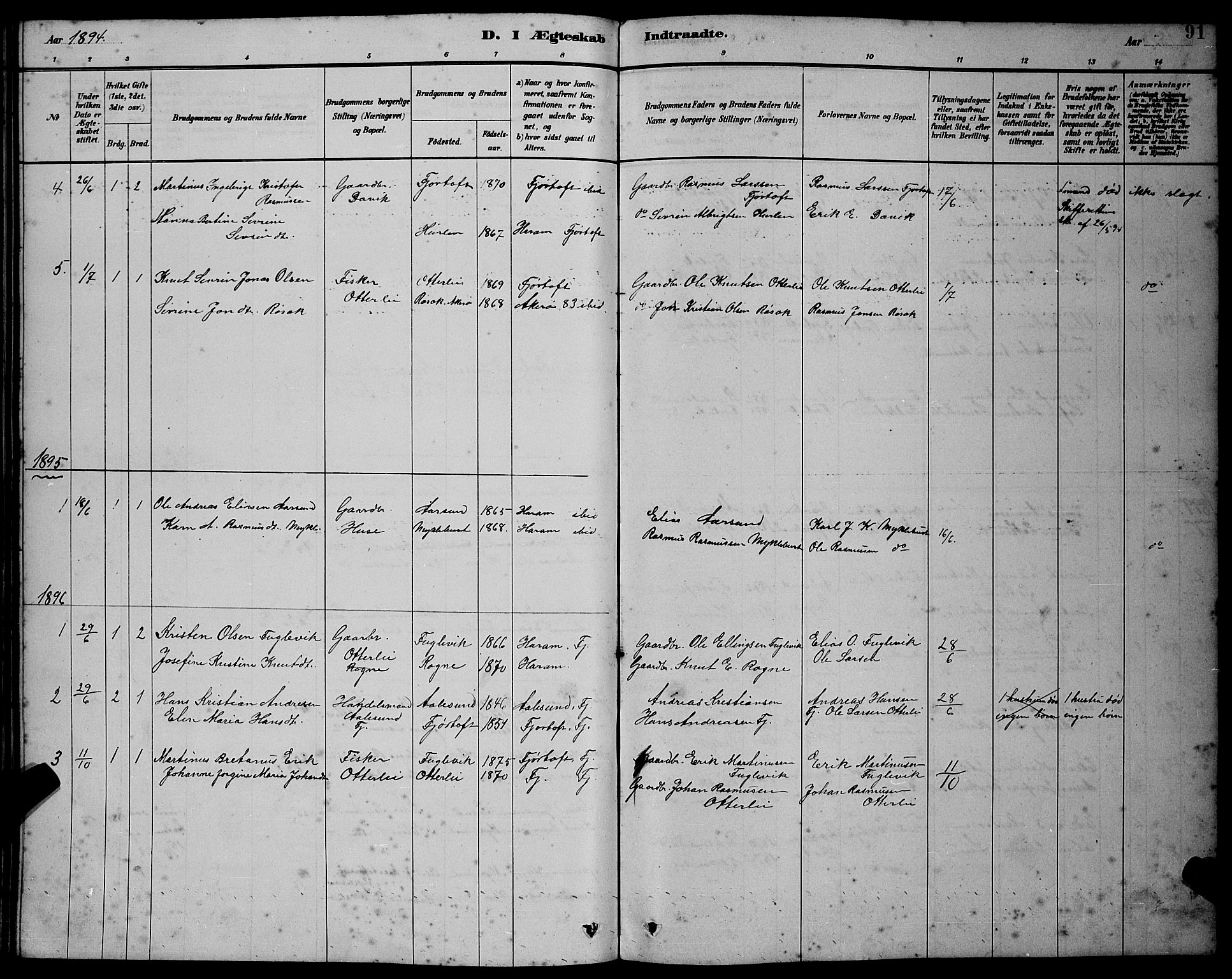 Ministerialprotokoller, klokkerbøker og fødselsregistre - Møre og Romsdal, AV/SAT-A-1454/538/L0523: Parish register (copy) no. 538C01, 1881-1900, p. 91