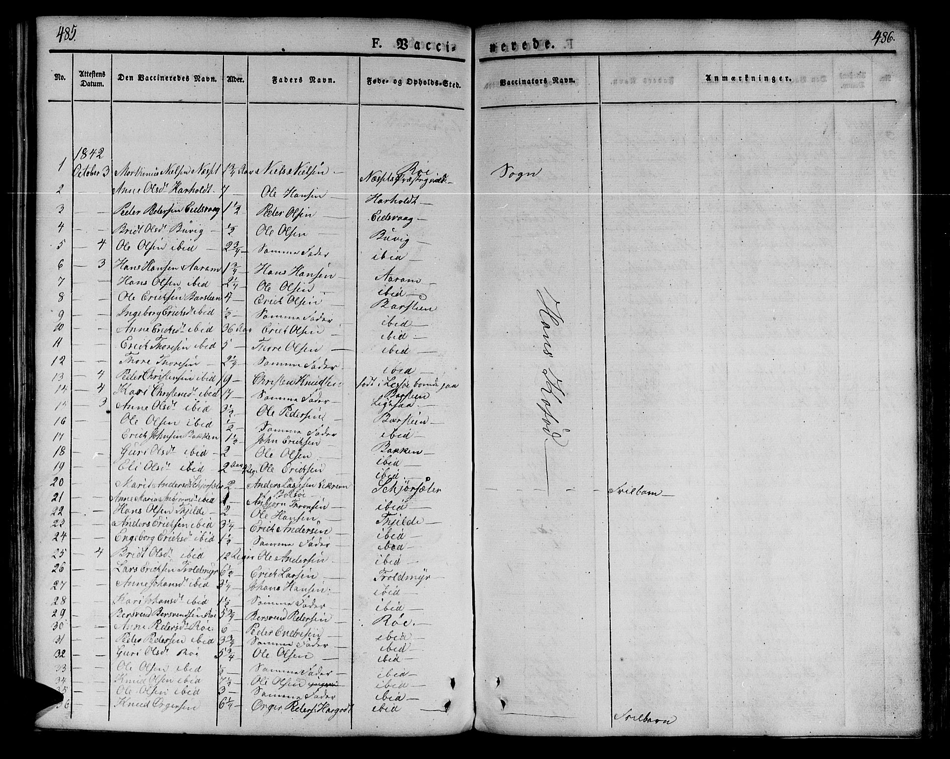 Ministerialprotokoller, klokkerbøker og fødselsregistre - Møre og Romsdal, SAT/A-1454/551/L0624: Parish register (official) no. 551A04, 1831-1845, p. 485-486