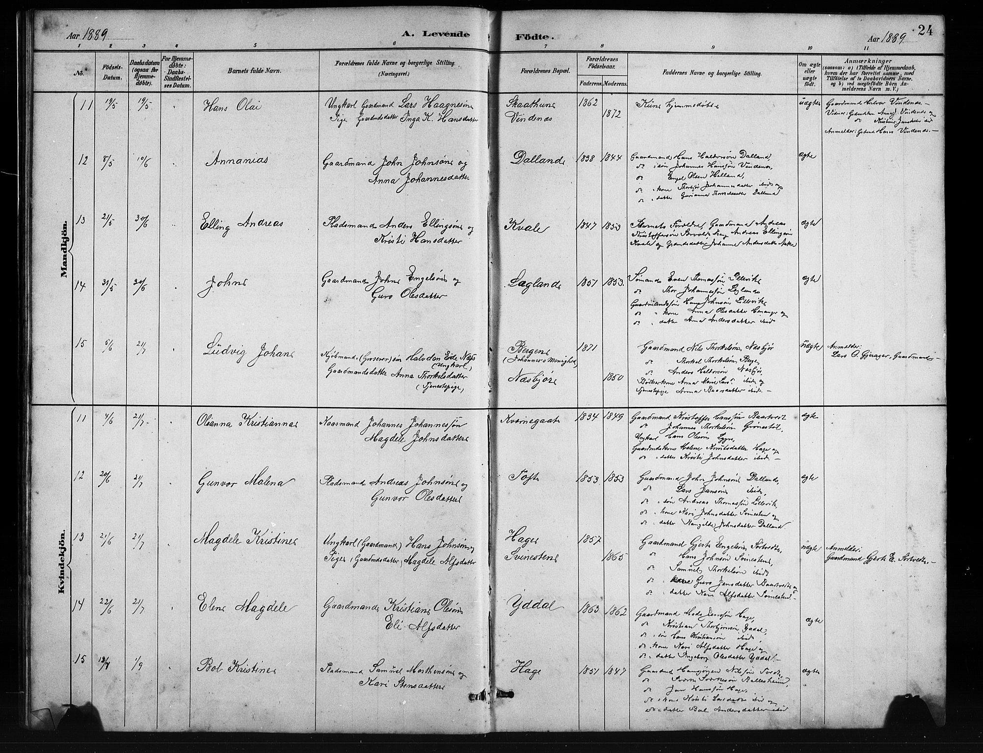 Fusa sokneprestembete, SAB/A-75401/H/Hab: Parish register (copy) no. C 2, 1886-1926, p. 24