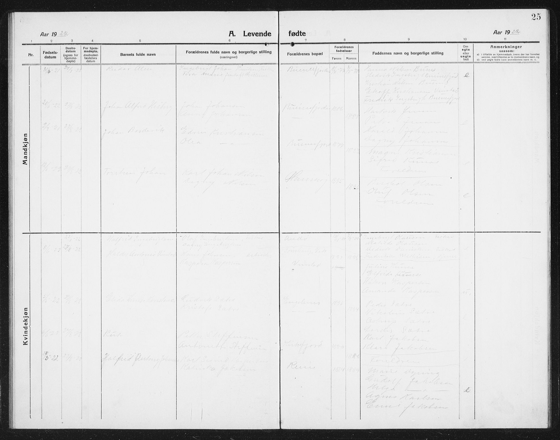 Ministerialprotokoller, klokkerbøker og fødselsregistre - Nordland, AV/SAT-A-1459/887/L1229: Parish register (copy) no. 887C01, 1916-1935, p. 25