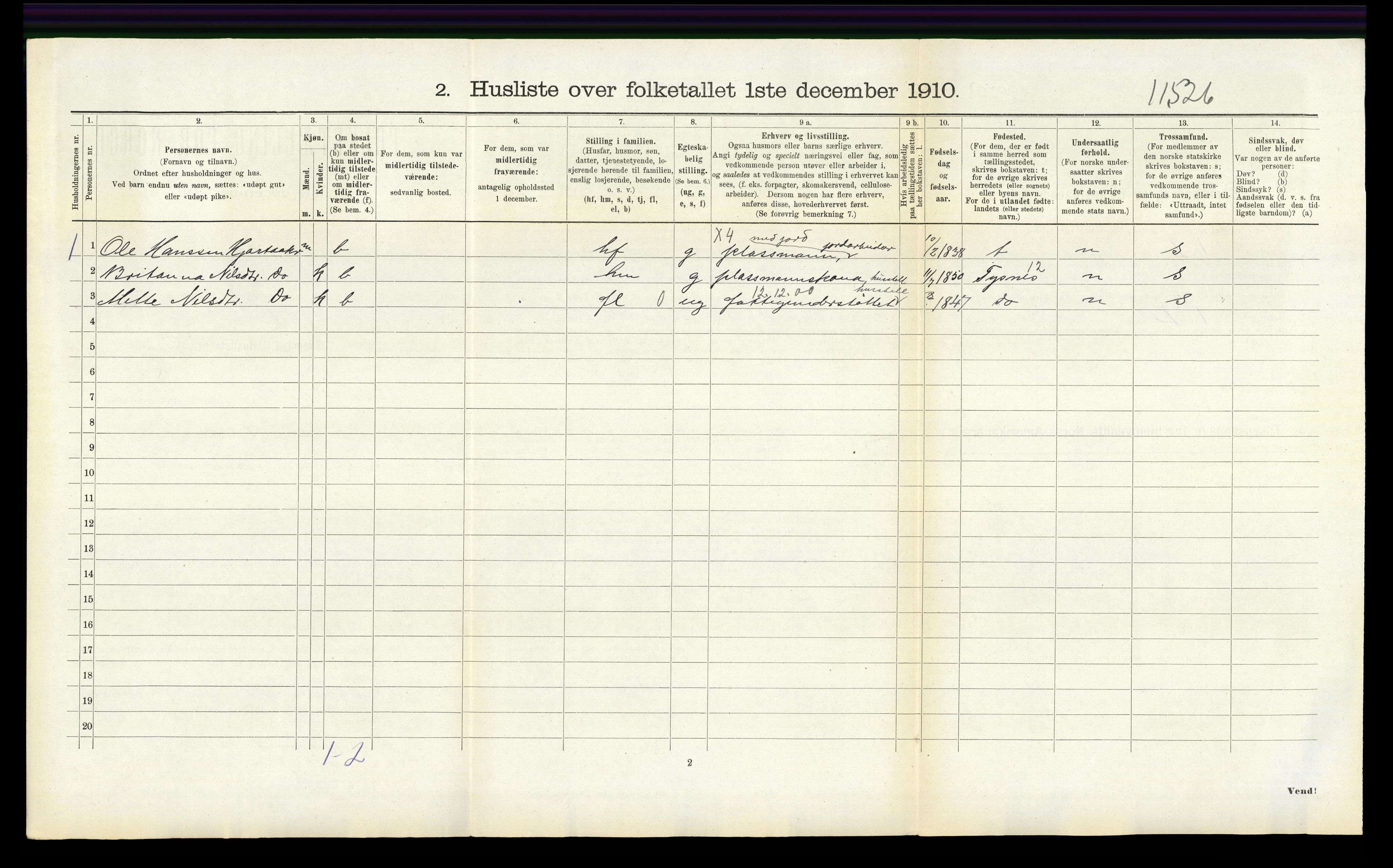 RA, 1910 census for Strandvik, 1910, p. 610