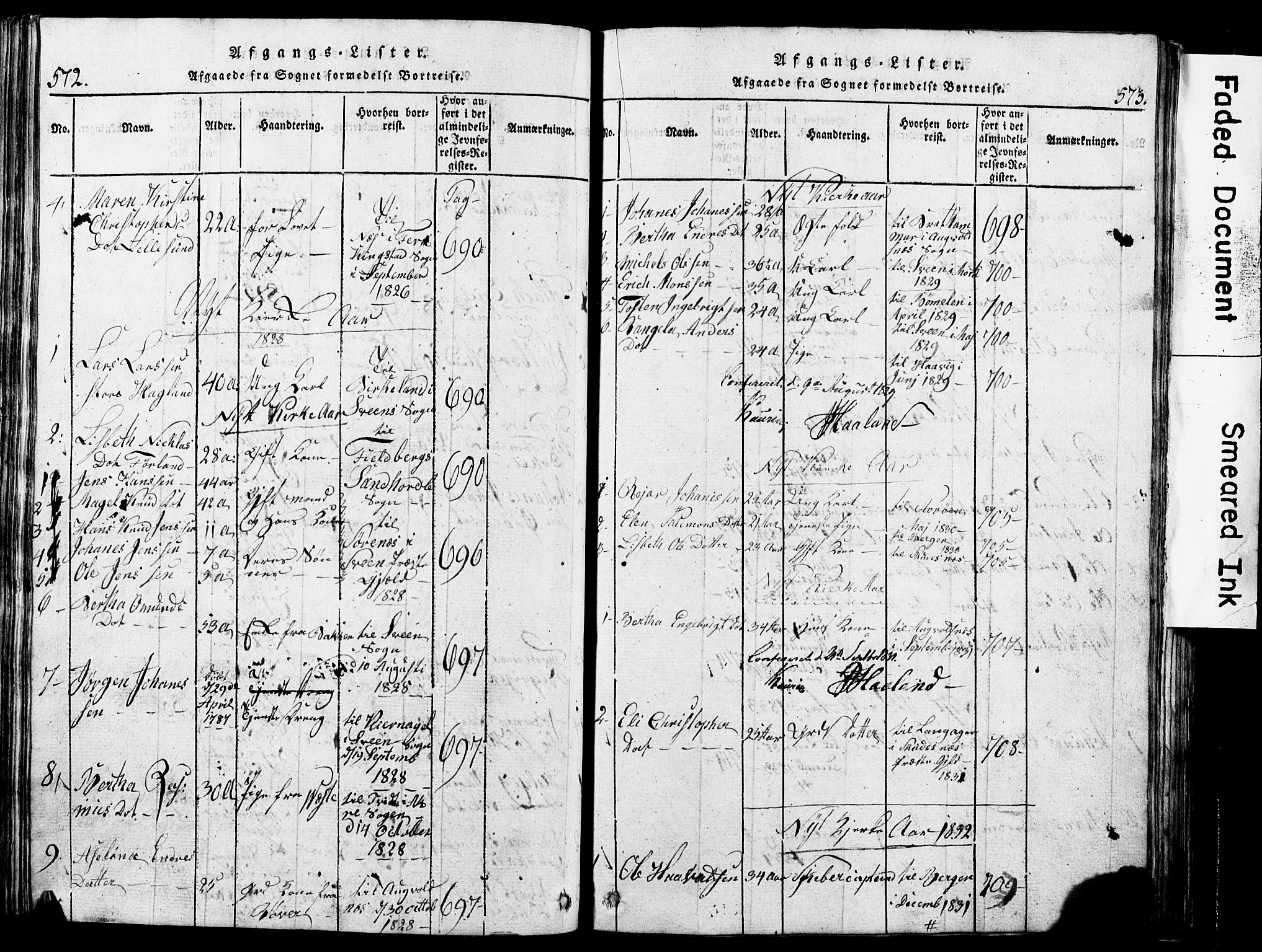 Torvastad sokneprestkontor, SAST/A -101857/H/Ha/Hab/L0002: Parish register (copy) no. B 2, 1817-1834, p. 572-573