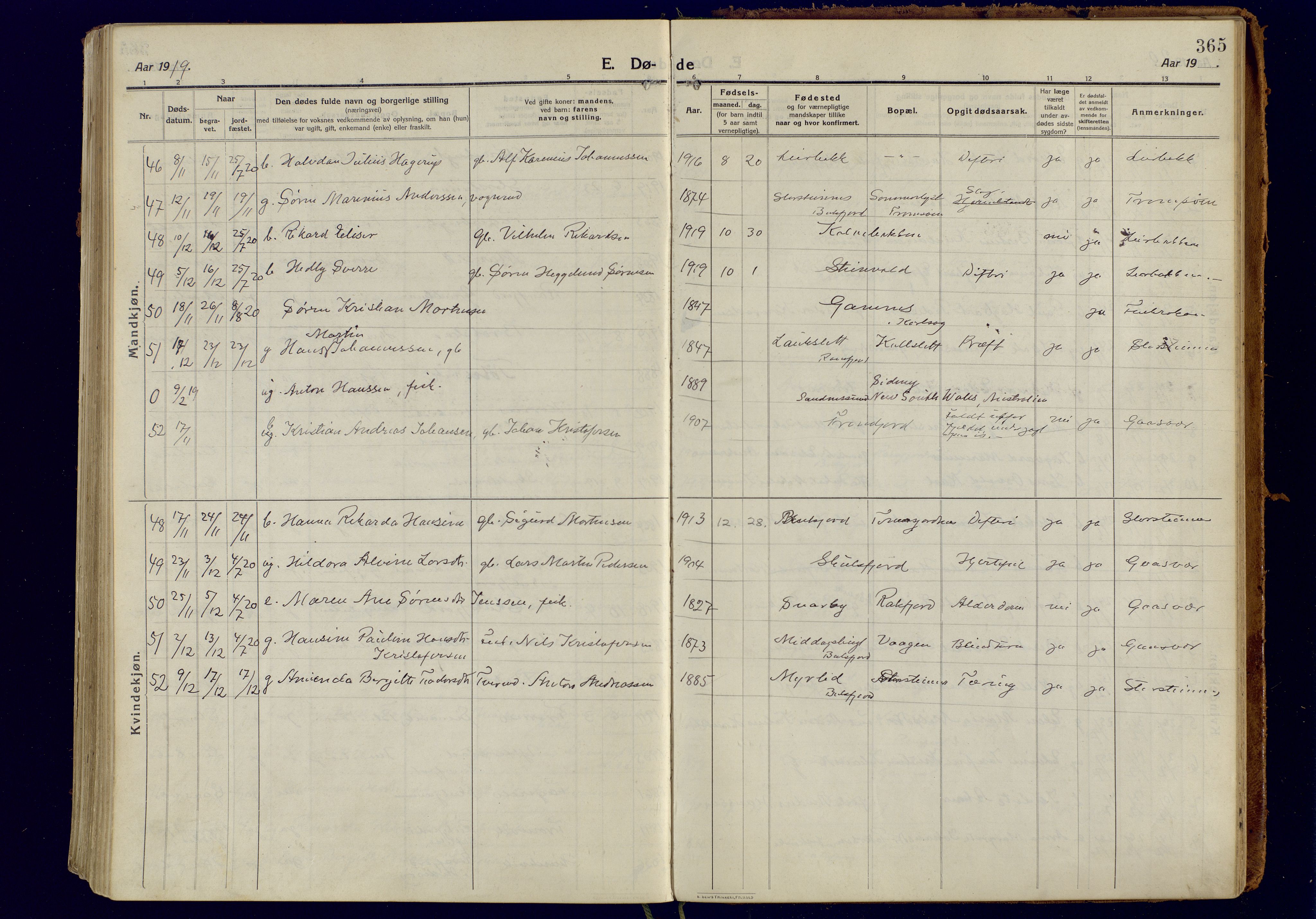 Tromsøysund sokneprestkontor, AV/SATØ-S-1304/G/Ga/L0008kirke: Parish register (official) no. 8, 1914-1922, p. 365