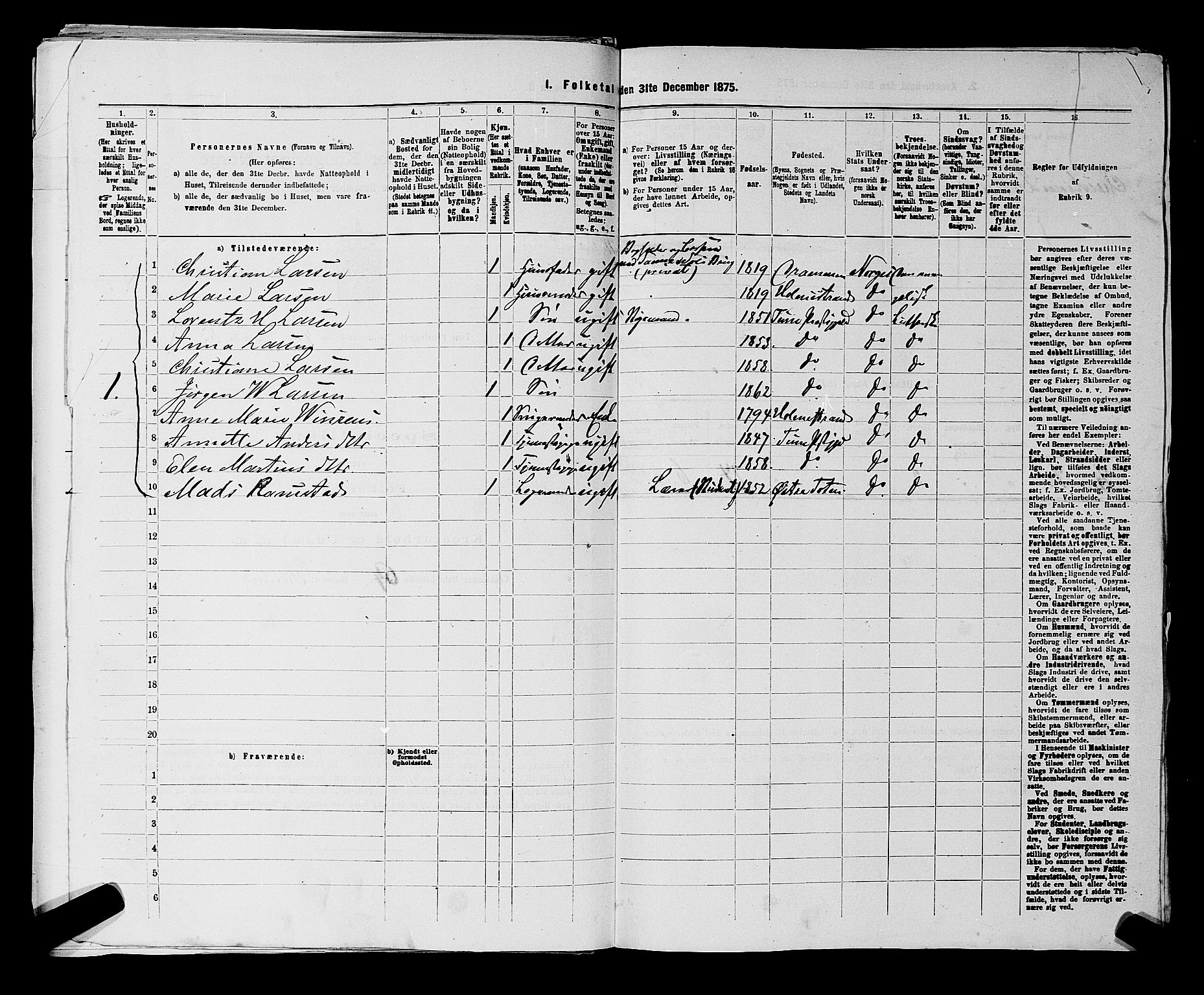 RA, 1875 census for 0130P Tune, 1875, p. 644