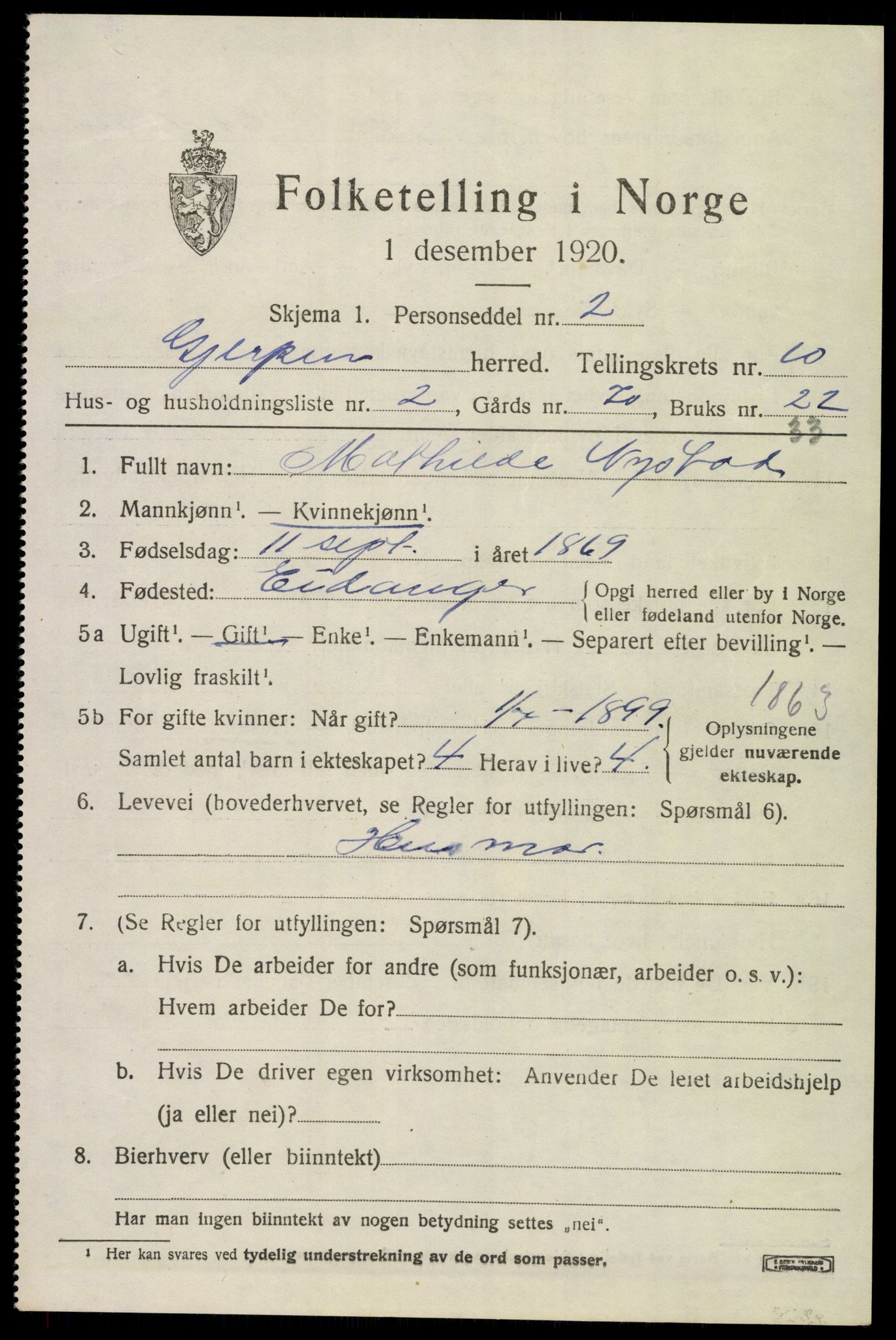 SAKO, 1920 census for Gjerpen, 1920, p. 11490