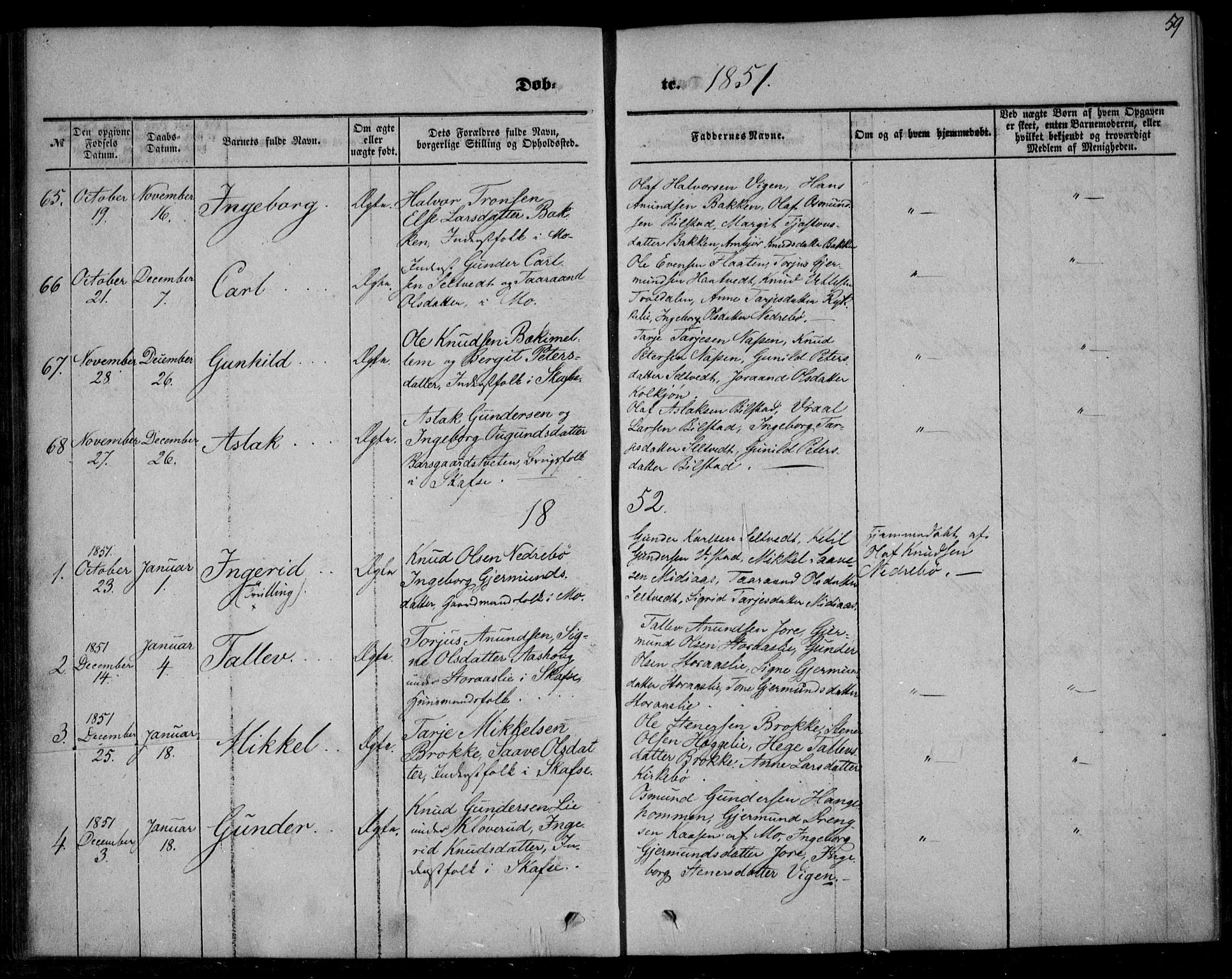 Mo kirkebøker, AV/SAKO-A-286/F/Fa/L0005: Parish register (official) no. I 5, 1844-1864, p. 59