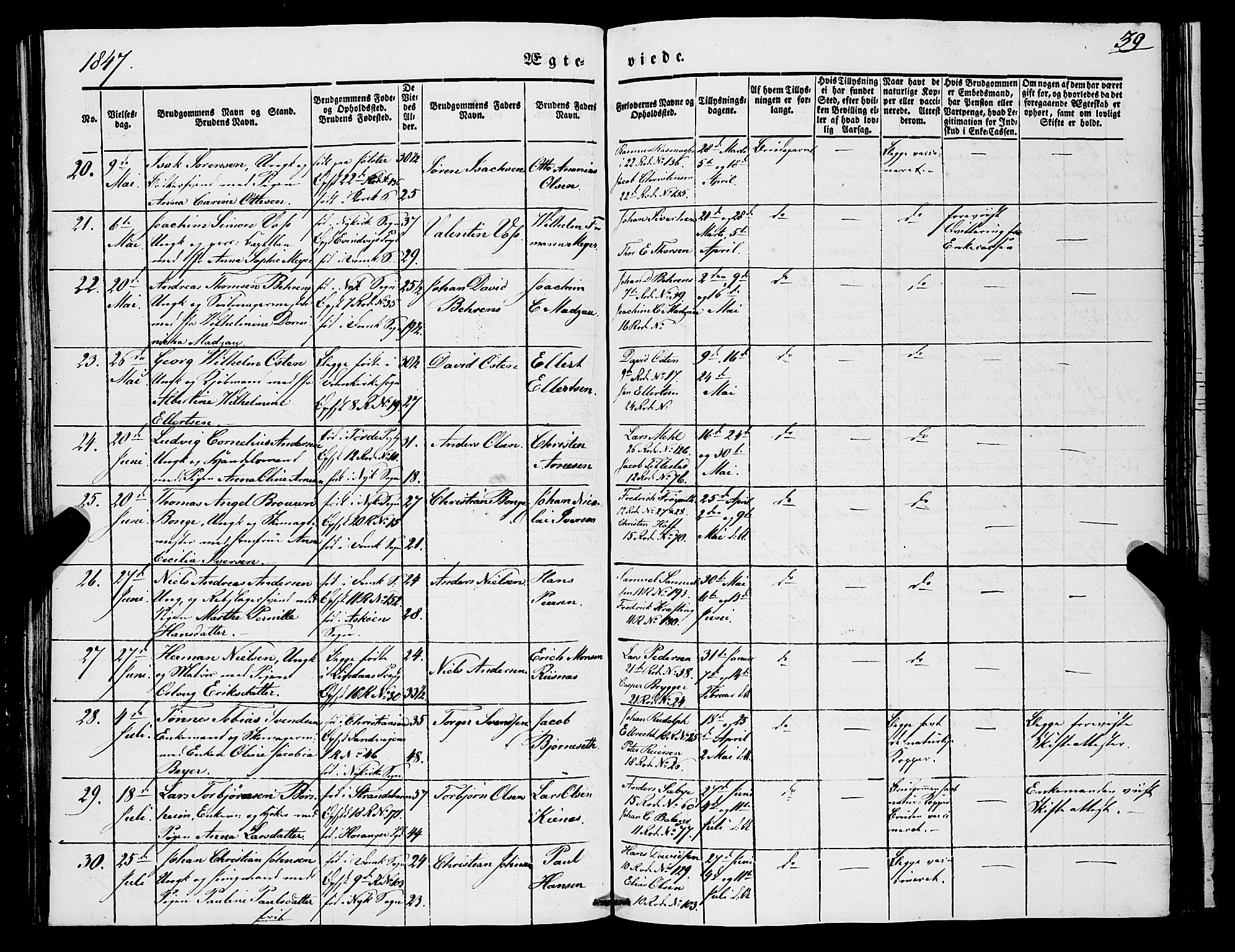 Domkirken sokneprestembete, AV/SAB-A-74801/H/Haa/L0033: Parish register (official) no. D 1, 1841-1853, p. 39