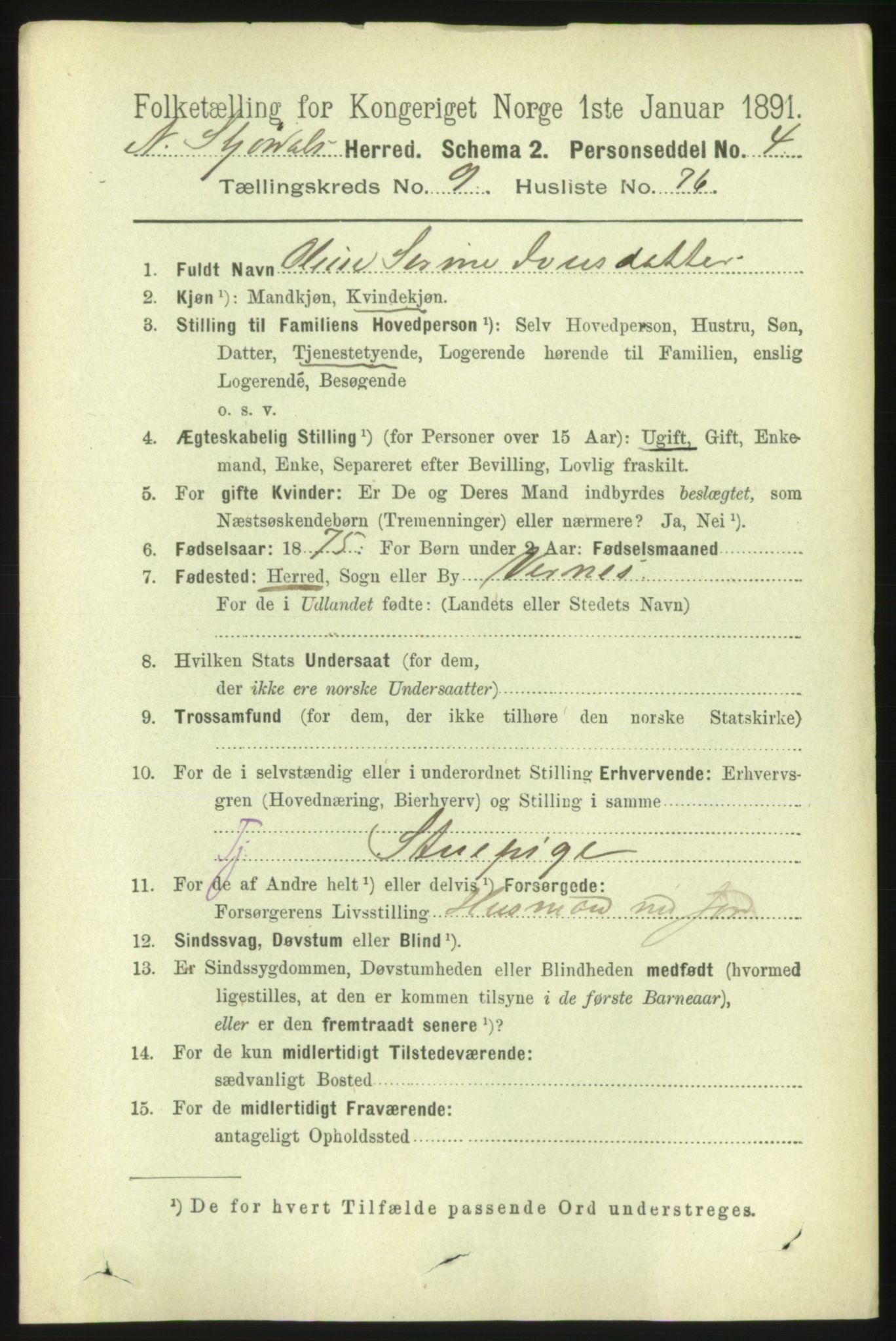 RA, 1891 census for 1714 Nedre Stjørdal, 1891, p. 5291