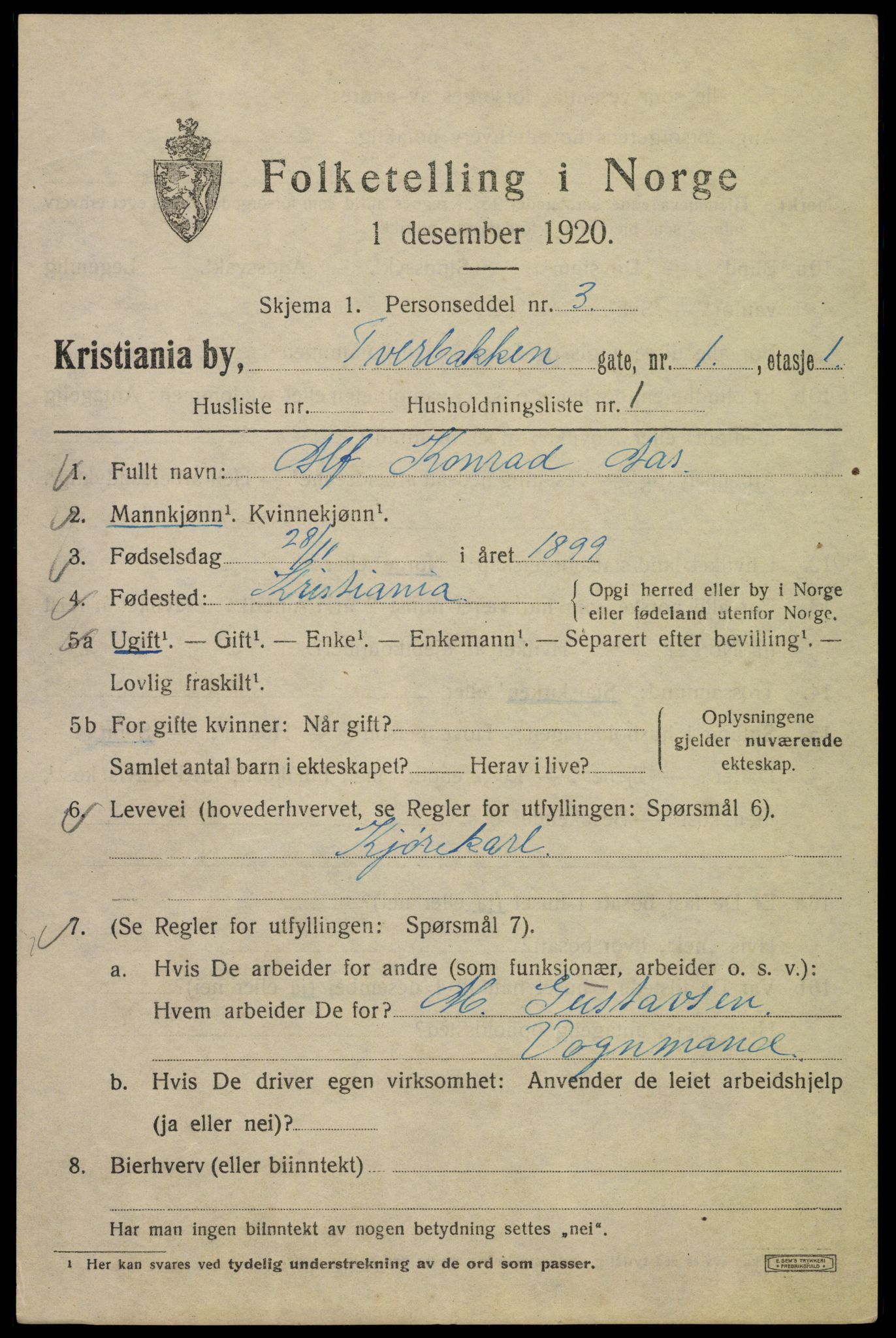 SAO, 1920 census for Kristiania, 1920, p. 604307