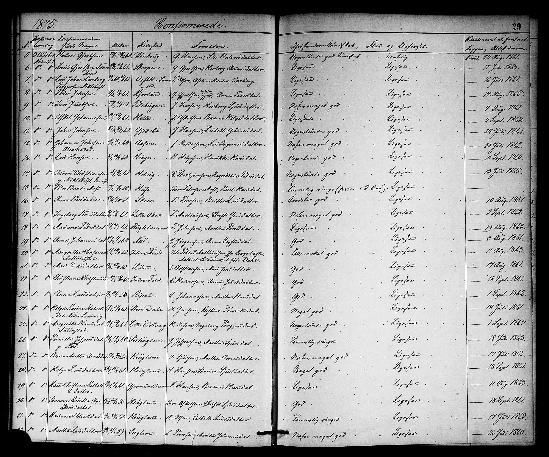 Kvinnherad sokneprestembete, AV/SAB-A-76401/H/Haa: Parish register (official) no. A 10, 1867-1886, p. 29