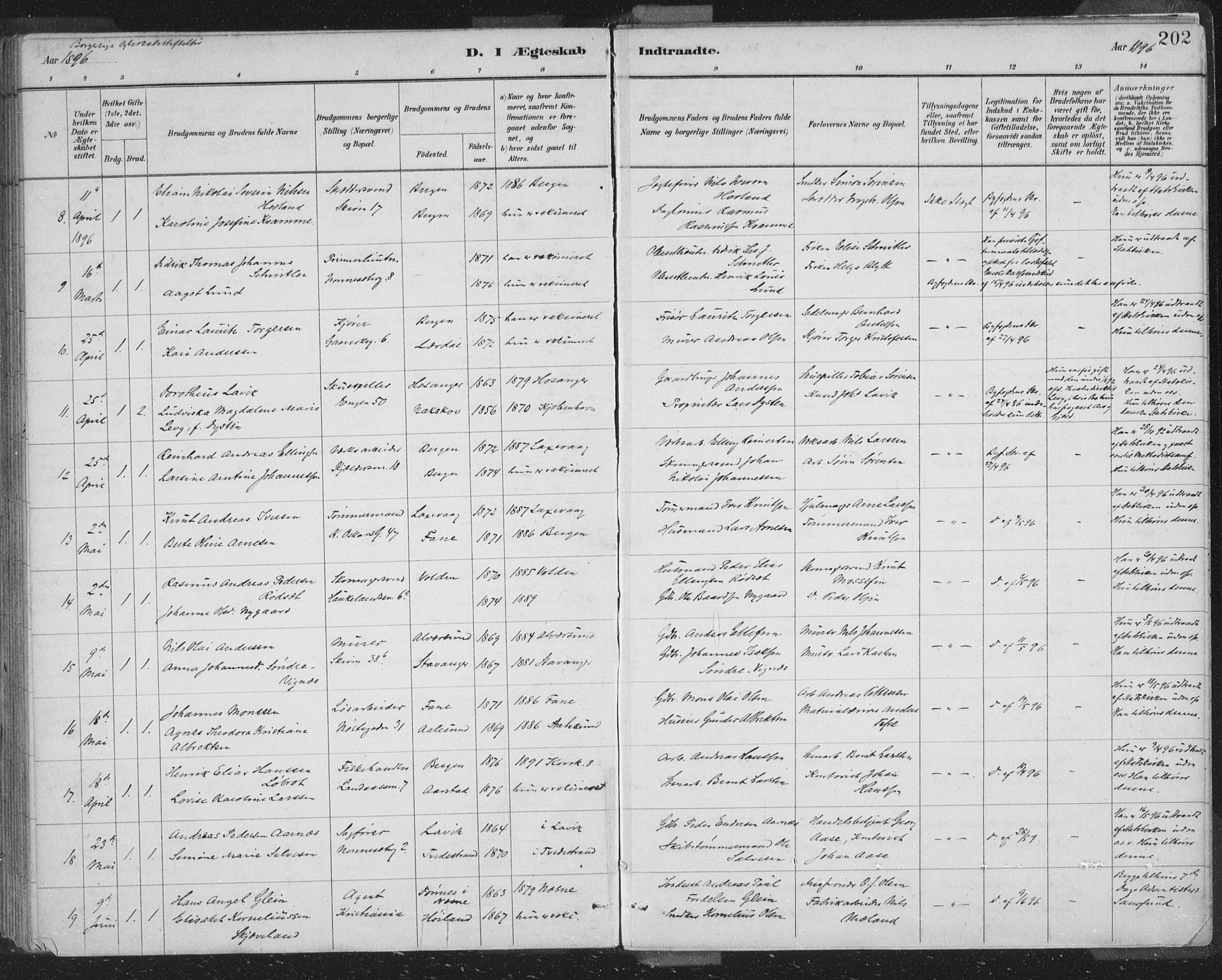 Domkirken sokneprestembete, SAB/A-74801/H/Hab/L0032: Parish register (copy) no. D 4, 1880-1907, p. 202