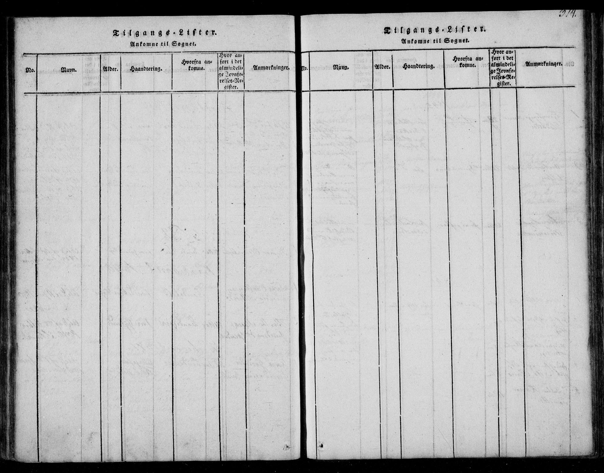 Fjotland sokneprestkontor, AV/SAK-1111-0010/F/Fb/L0001: Parish register (copy) no. B 1, 1816-1849, p. 314