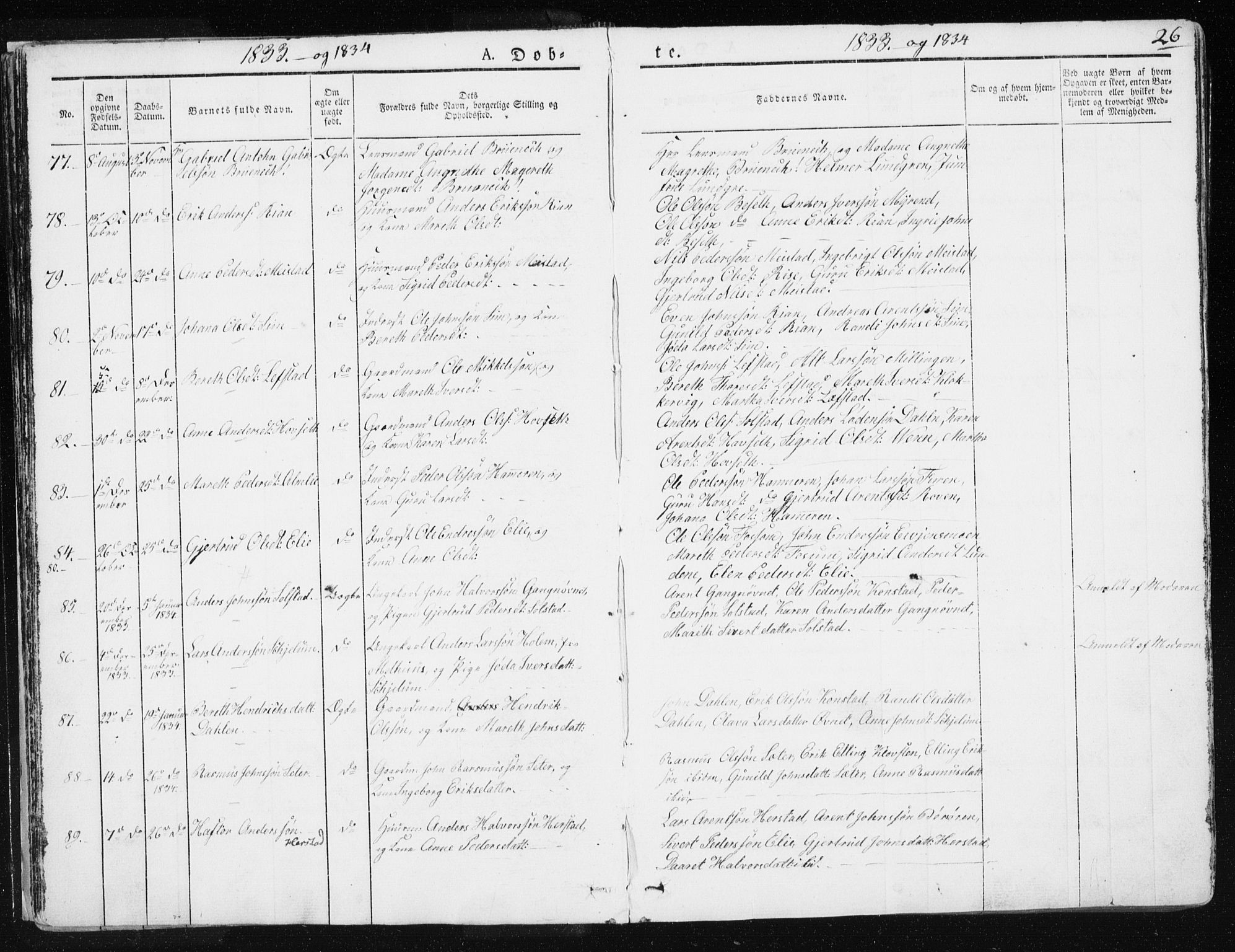 Ministerialprotokoller, klokkerbøker og fødselsregistre - Sør-Trøndelag, AV/SAT-A-1456/665/L0771: Parish register (official) no. 665A06, 1830-1856, p. 26