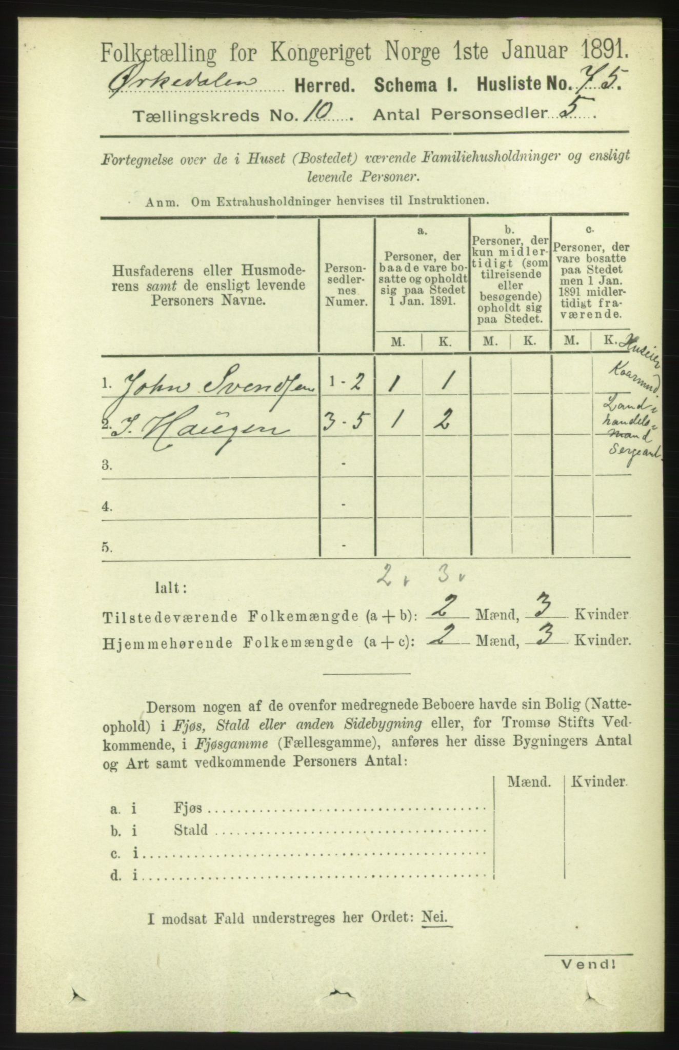 RA, 1891 census for 1638 Orkdal, 1891, p. 4622