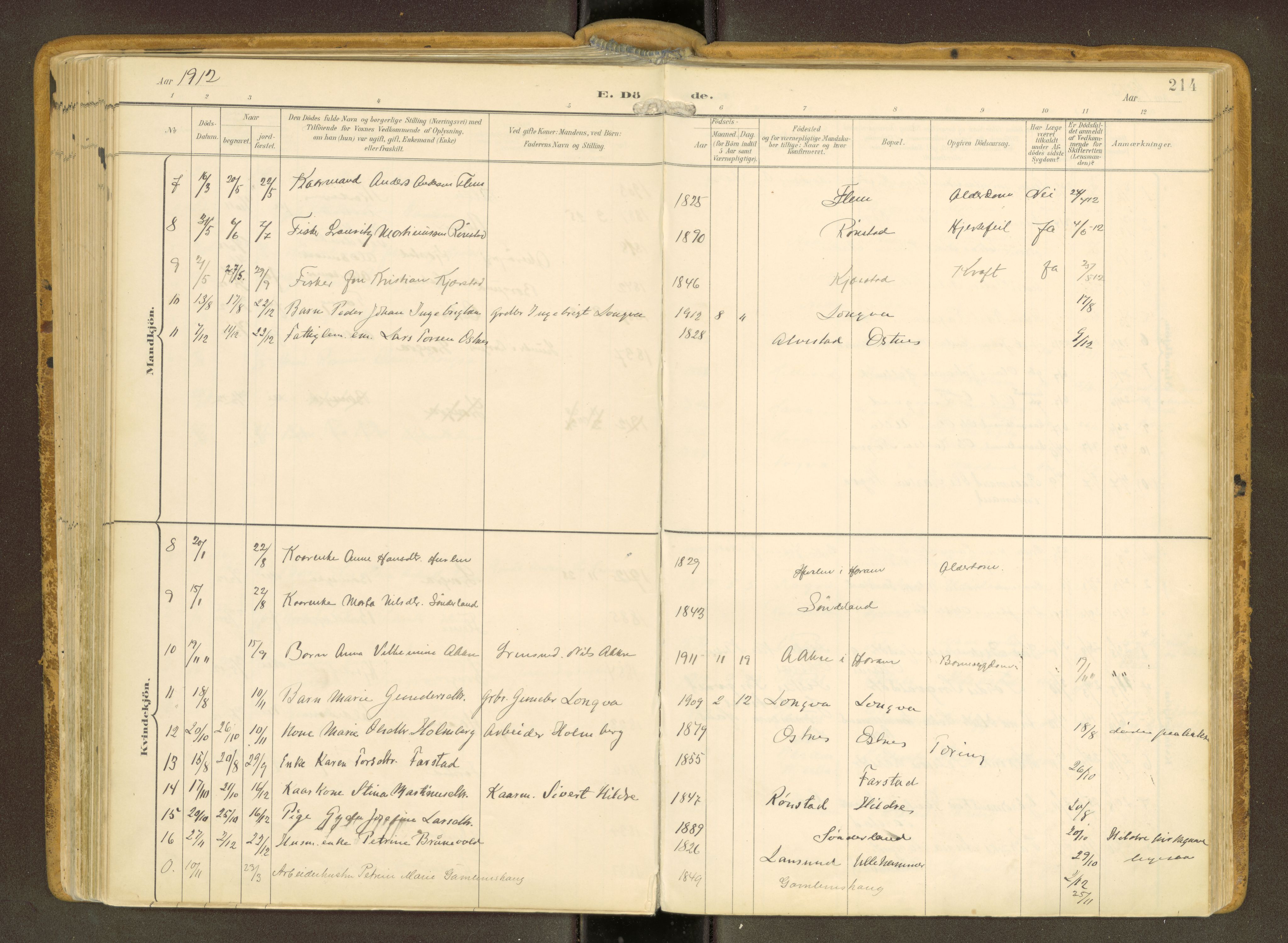 Ministerialprotokoller, klokkerbøker og fødselsregistre - Møre og Romsdal, SAT/A-1454/536/L0517: Parish register (official) no. 536A--, 1897-1917, p. 214