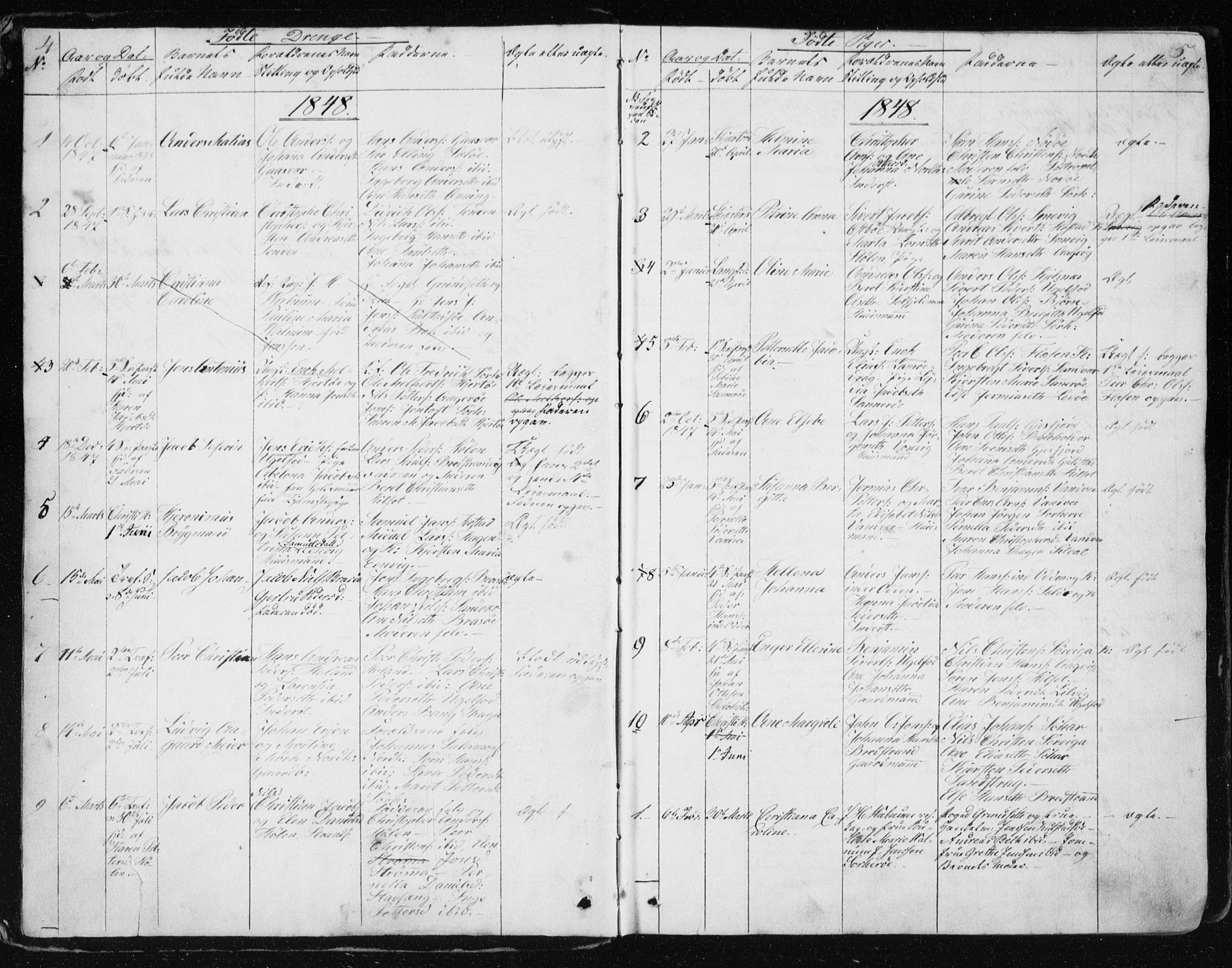 Ministerialprotokoller, klokkerbøker og fødselsregistre - Nordland, SAT/A-1459/834/L0511: Parish register (copy) no. 834C02, 1848-1862, p. 4-5
