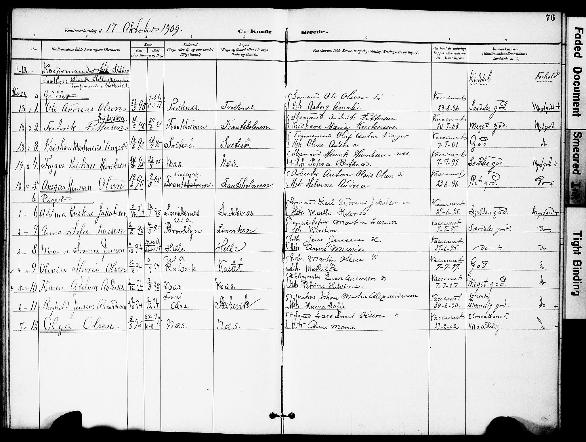 Austre Moland sokneprestkontor, SAK/1111-0001/F/Fa/Fab/L0002: Parish register (official) no. A 2, 1894-1919, p. 76