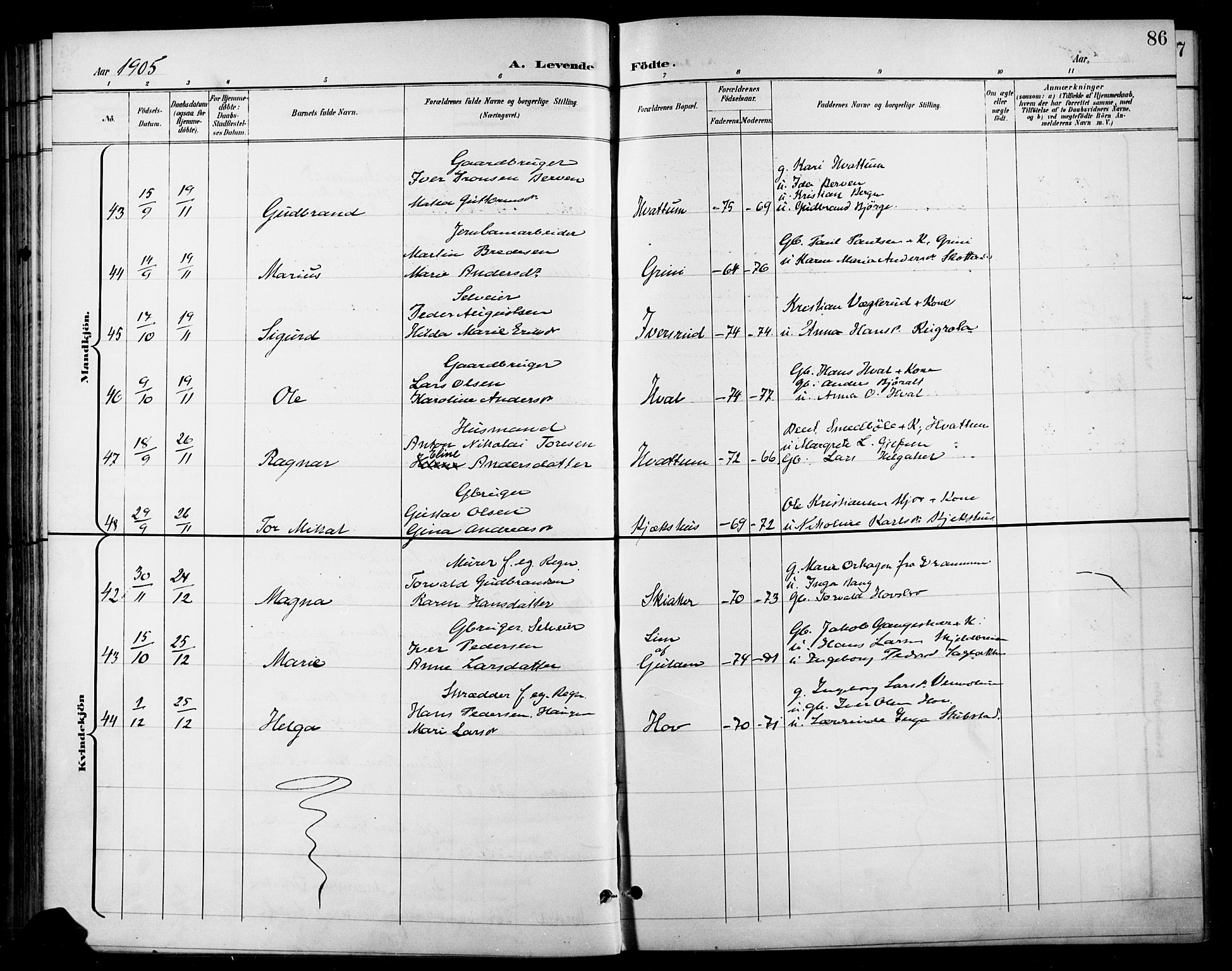 Gran prestekontor, AV/SAH-PREST-112/H/Ha/Haa/L0019: Parish register (official) no. 19, 1898-1907, p. 86